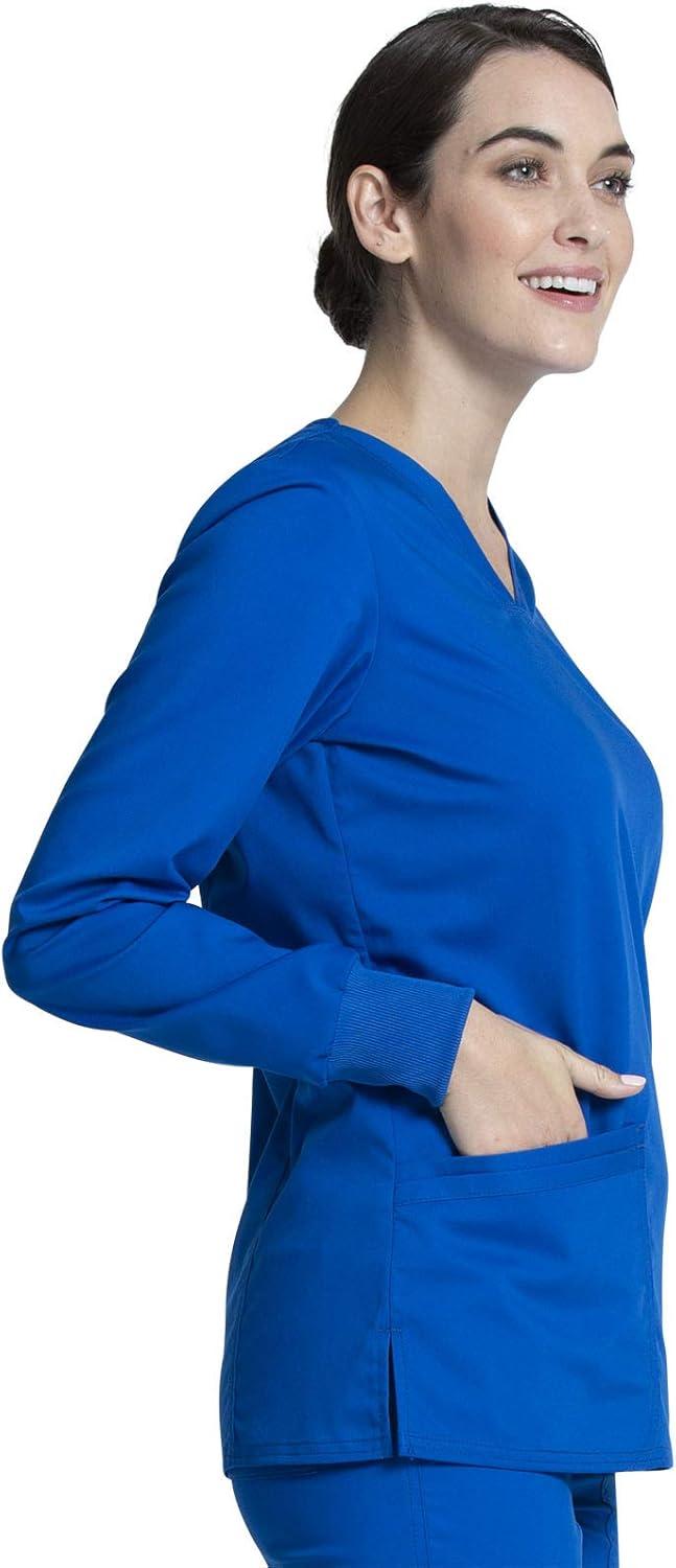 imageCherokee Women Scrubs Top Workwear Revolution Tech Long Sleeve VNeck WW855ABRoyal