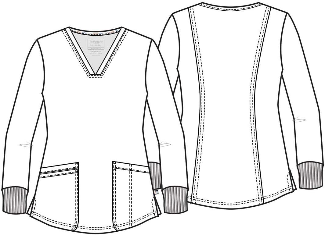imageCherokee Women Scrubs Top Workwear Revolution Tech Long Sleeve VNeck WW855ABRoyal