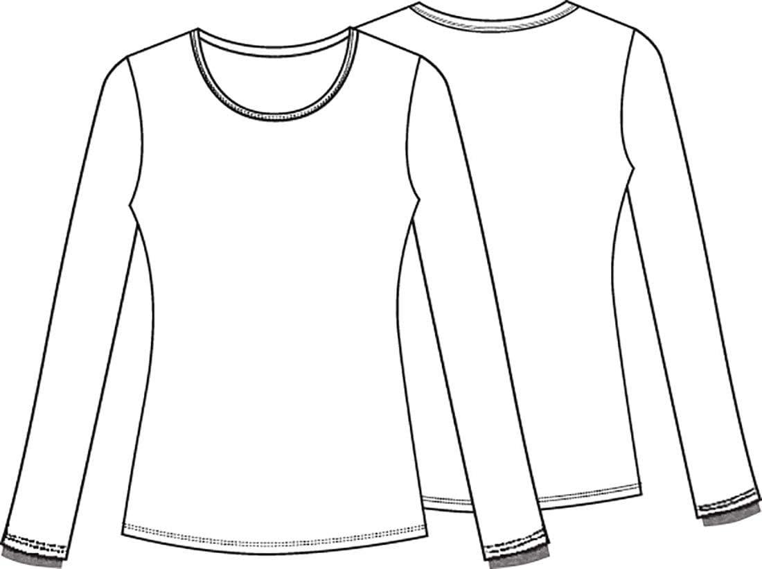 imageCherokee Women Underscrubs Workwear Core Stretch Little Miss Panda Long Sleeve Knit Tee 4709Little Miss Panda