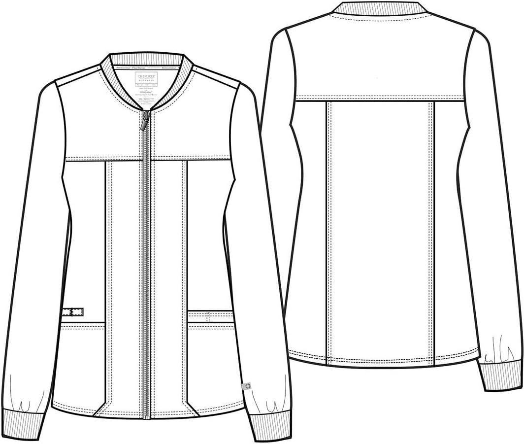 imageCherokee Women Warm Up Scrubs Jacket Modern Classic Fit with Zip Front WW305ABRoyal