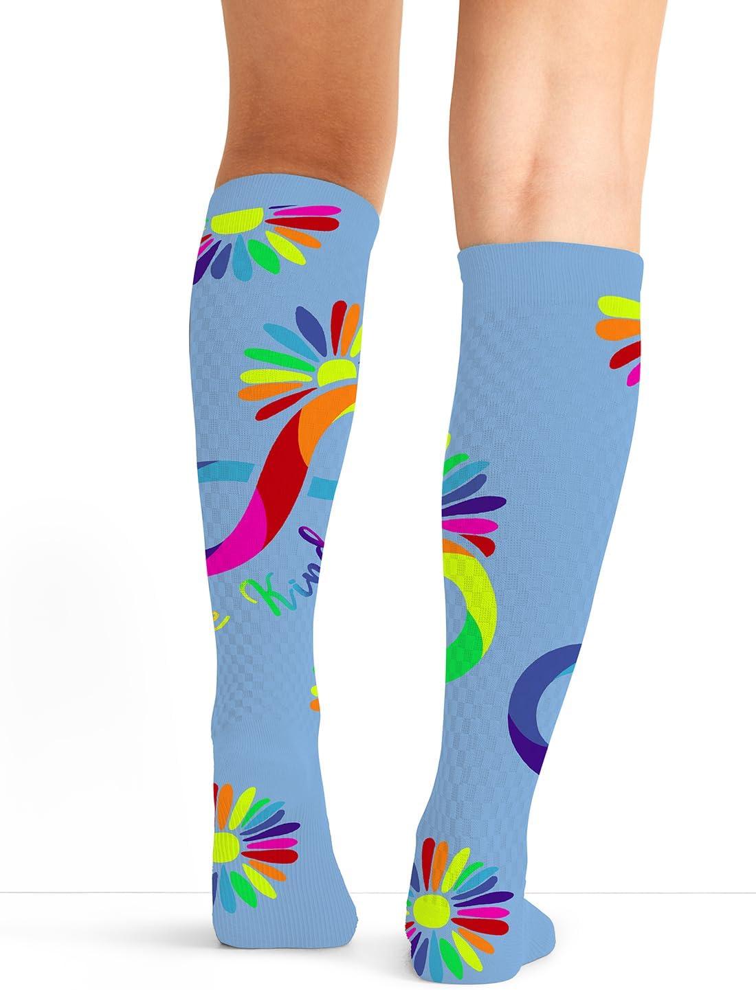 imageCherokee Womens 1015mmHg Compression Socks Fun Print Knee Highs with Light Support Soft Feel PRINTSUPPORTAutism Love