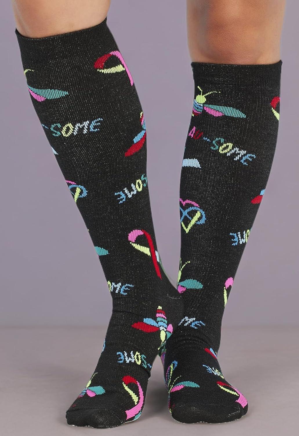 imageCherokee Womens 1015mmHg Compression Socks Fun Print Knee Highs with Light Support Soft Feel PRINTSUPPORTBee Ausome