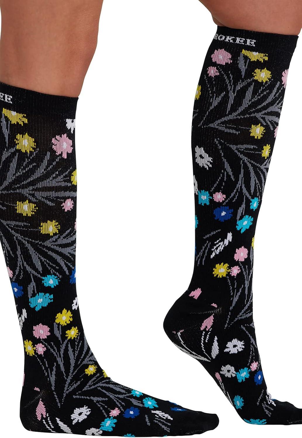 imageCherokee Womens 1015mmHg Compression Socks Fun Print Knee Highs with Light Support Soft Feel PRINTSUPPORTBreezy Buds