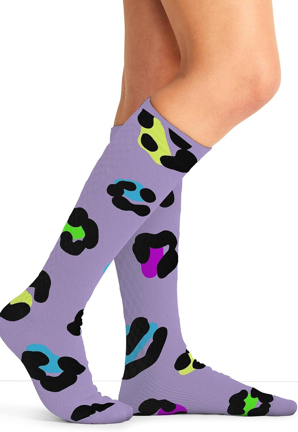imageCherokee Womens 1015mmHg Compression Socks Fun Print Knee Highs with Light Support Soft Feel PRINTSUPPORTCheetah Spots