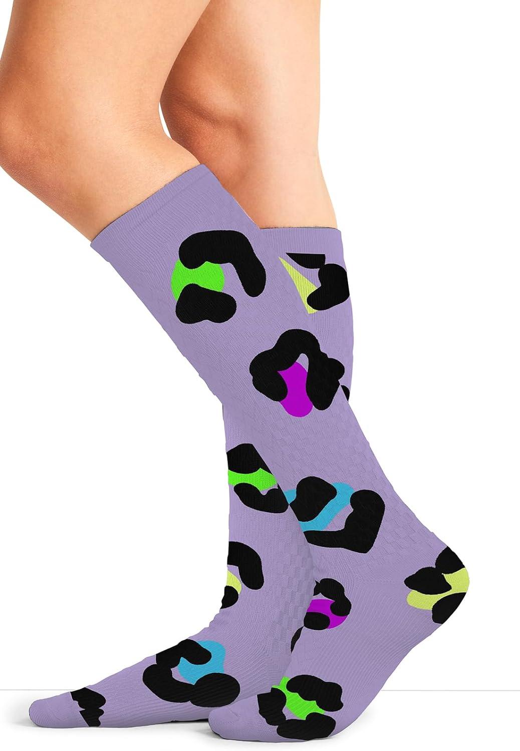 imageCherokee Womens 1015mmHg Compression Socks Fun Print Knee Highs with Light Support Soft Feel PRINTSUPPORTCheetah Spots