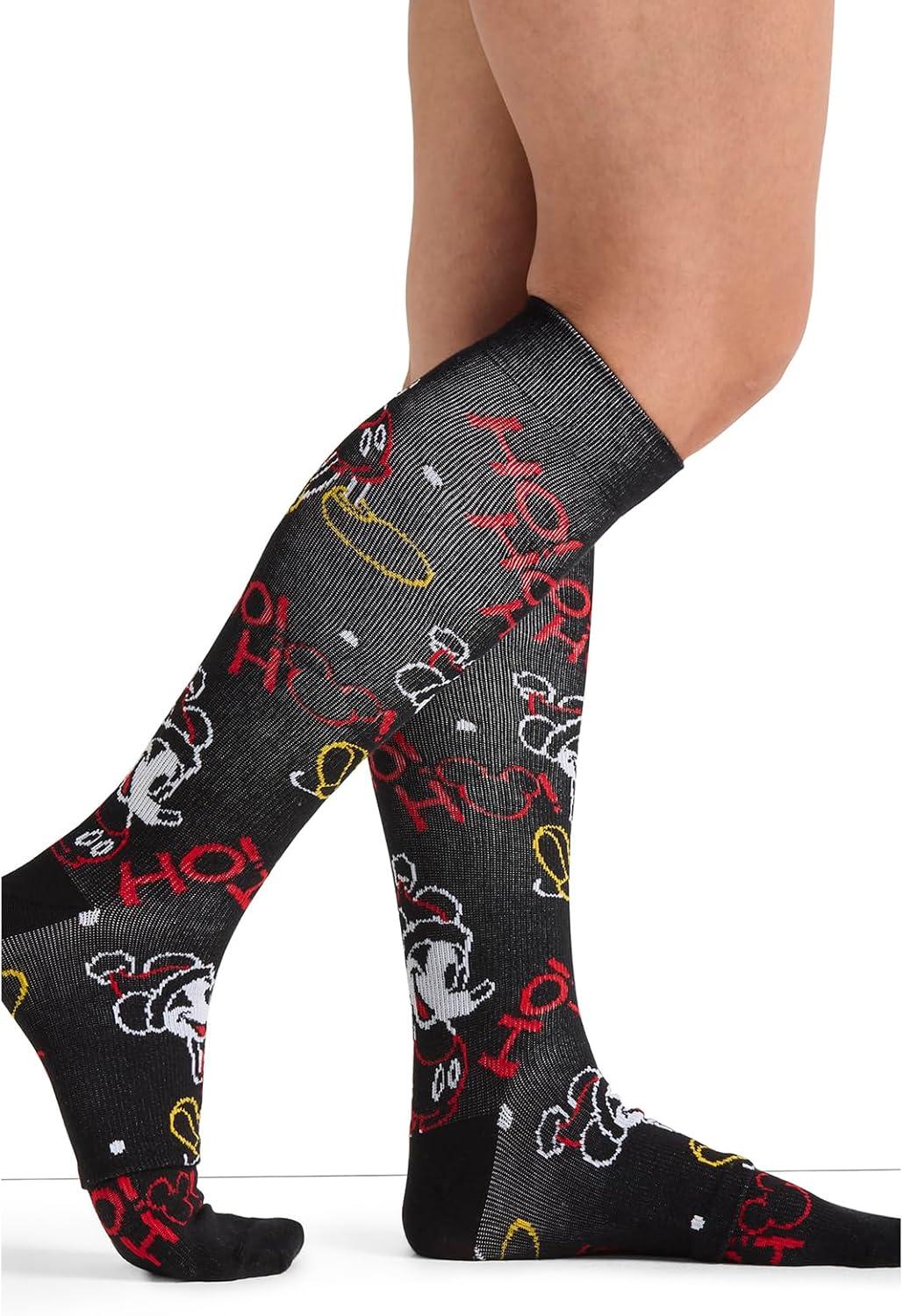 imageCherokee Womens 1015mmHg Compression Socks Fun Print Knee Highs with Light Support Soft Feel PRINTSUPPORTColorful Christmas