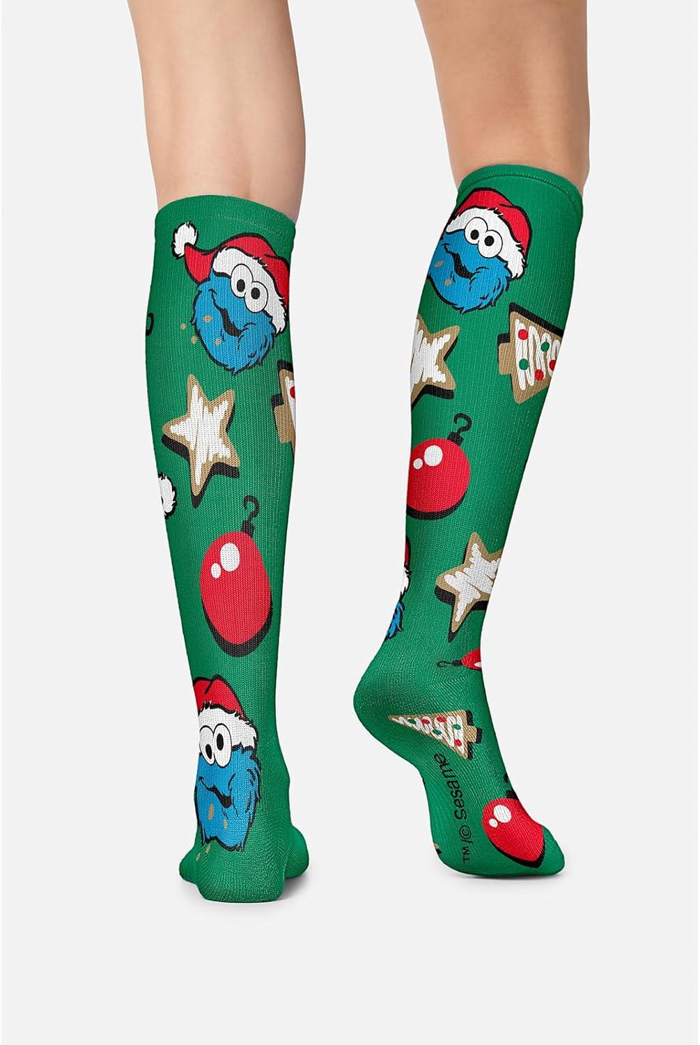 imageCherokee Womens 1015mmHg Compression Socks Fun Print Knee Highs with Light Support Soft Feel PRINTSUPPORTCookie Ornament