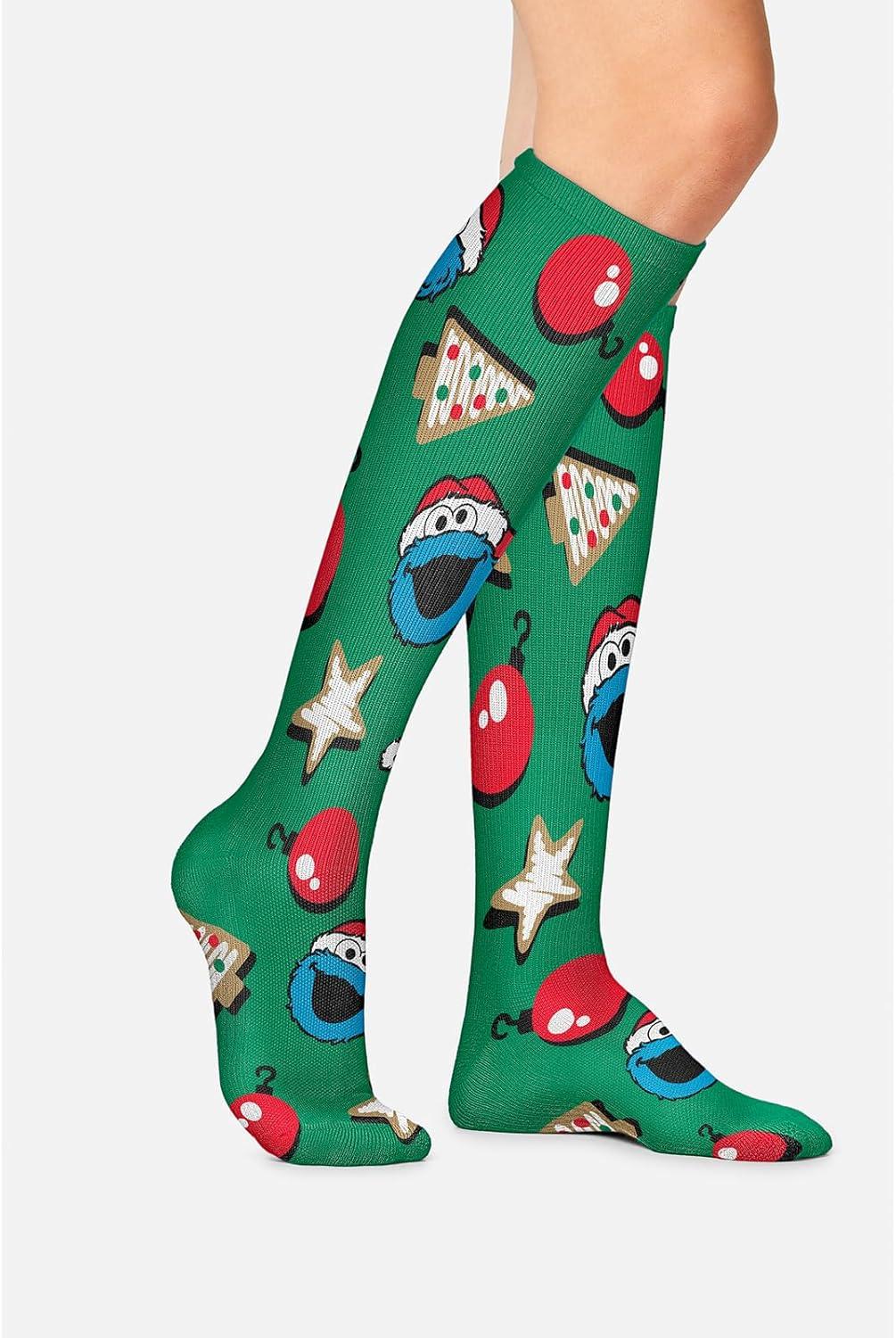 imageCherokee Womens 1015mmHg Compression Socks Fun Print Knee Highs with Light Support Soft Feel PRINTSUPPORTCookie Ornament