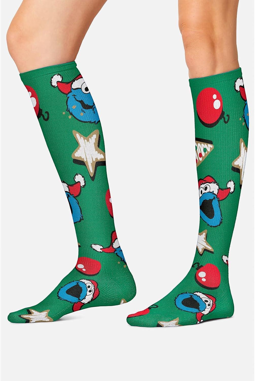 imageCherokee Womens 1015mmHg Compression Socks Fun Print Knee Highs with Light Support Soft Feel PRINTSUPPORTCookie Ornament