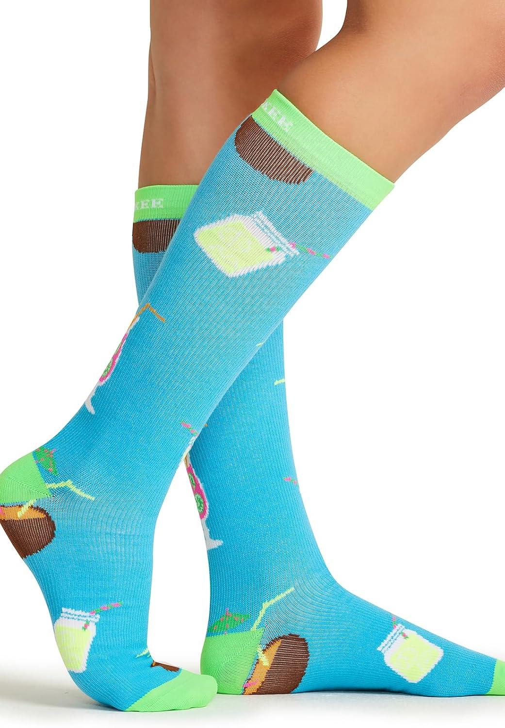 imageCherokee Womens 1015mmHg Compression Socks Fun Print Knee Highs with Light Support Soft Feel PRINTSUPPORTDrink Up