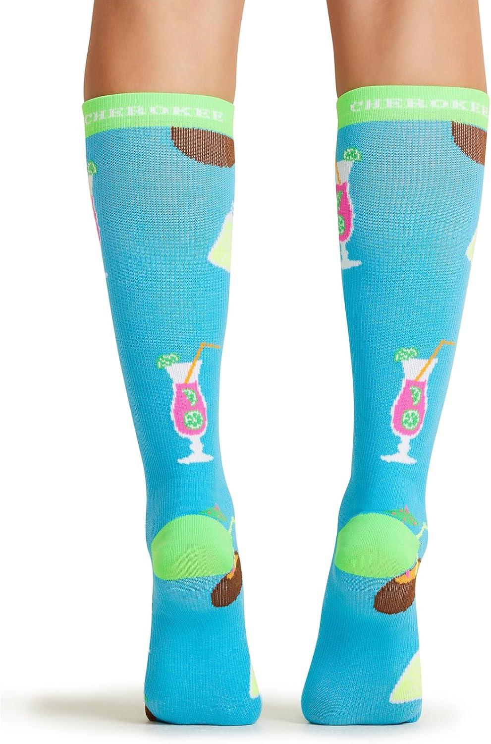 imageCherokee Womens 1015mmHg Compression Socks Fun Print Knee Highs with Light Support Soft Feel PRINTSUPPORTDrink Up