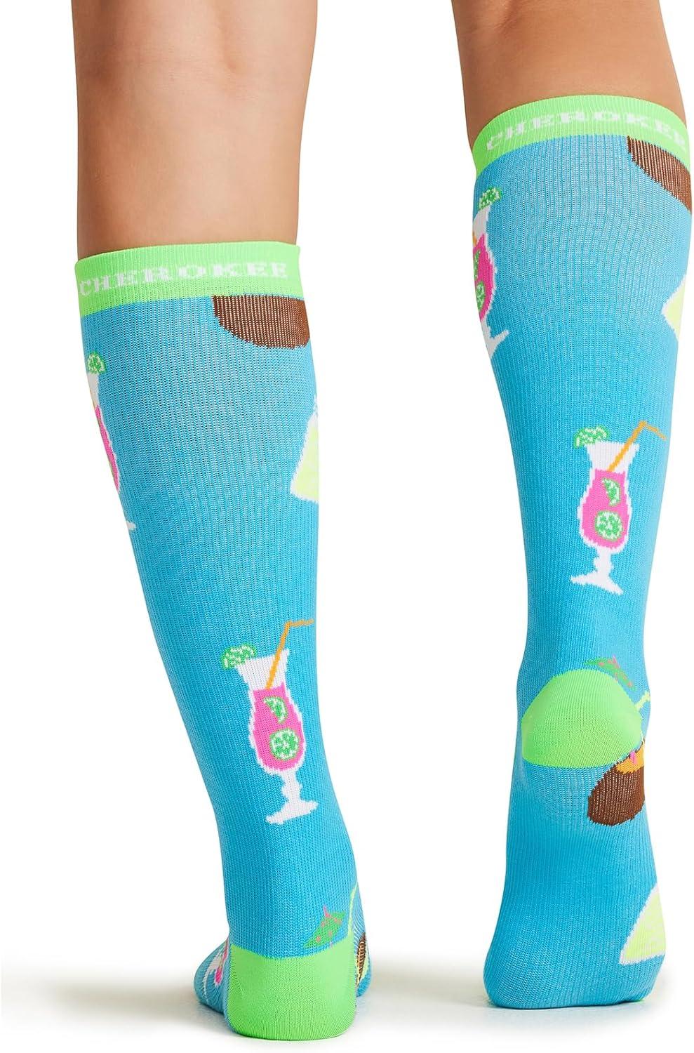imageCherokee Womens 1015mmHg Compression Socks Fun Print Knee Highs with Light Support Soft Feel PRINTSUPPORTDrink Up