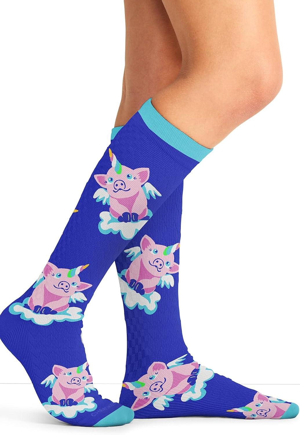 imageCherokee Womens 1015mmHg Compression Socks Fun Print Knee Highs with Light Support Soft Feel PRINTSUPPORTFlying Magic