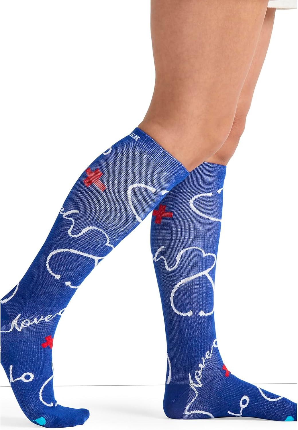 imageCherokee Womens 1015mmHg Compression Socks Fun Print Knee Highs with Light Support Soft Feel PRINTSUPPORTHealing Thoughts