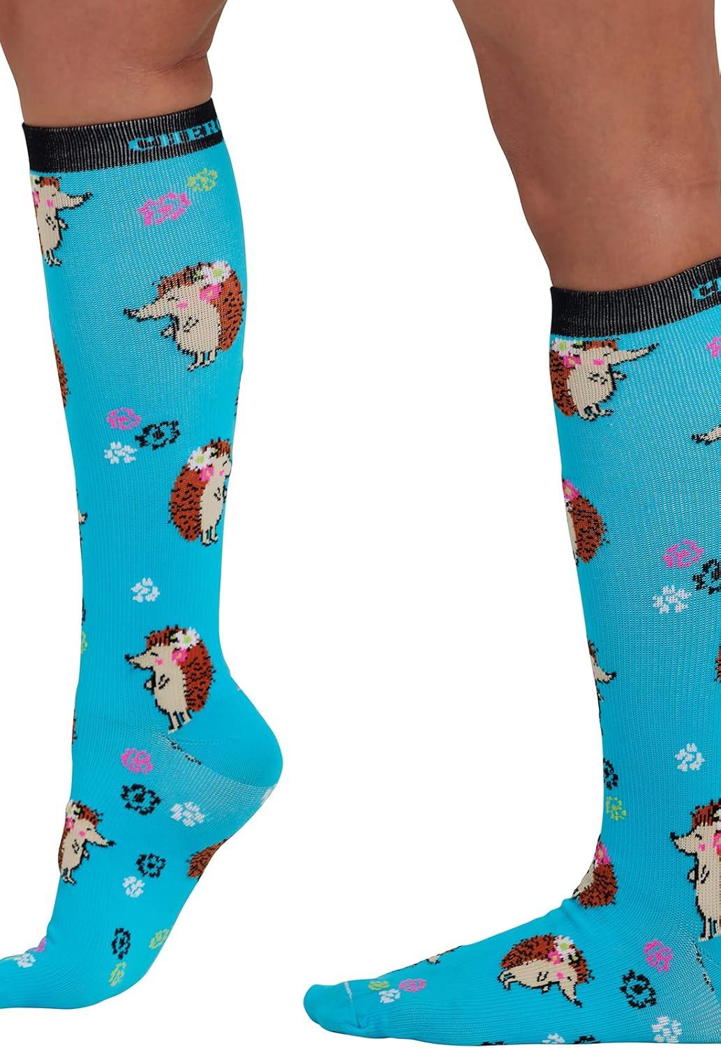 imageCherokee Womens 1015mmHg Compression Socks Fun Print Knee Highs with Light Support Soft Feel PRINTSUPPORTHedgehugs