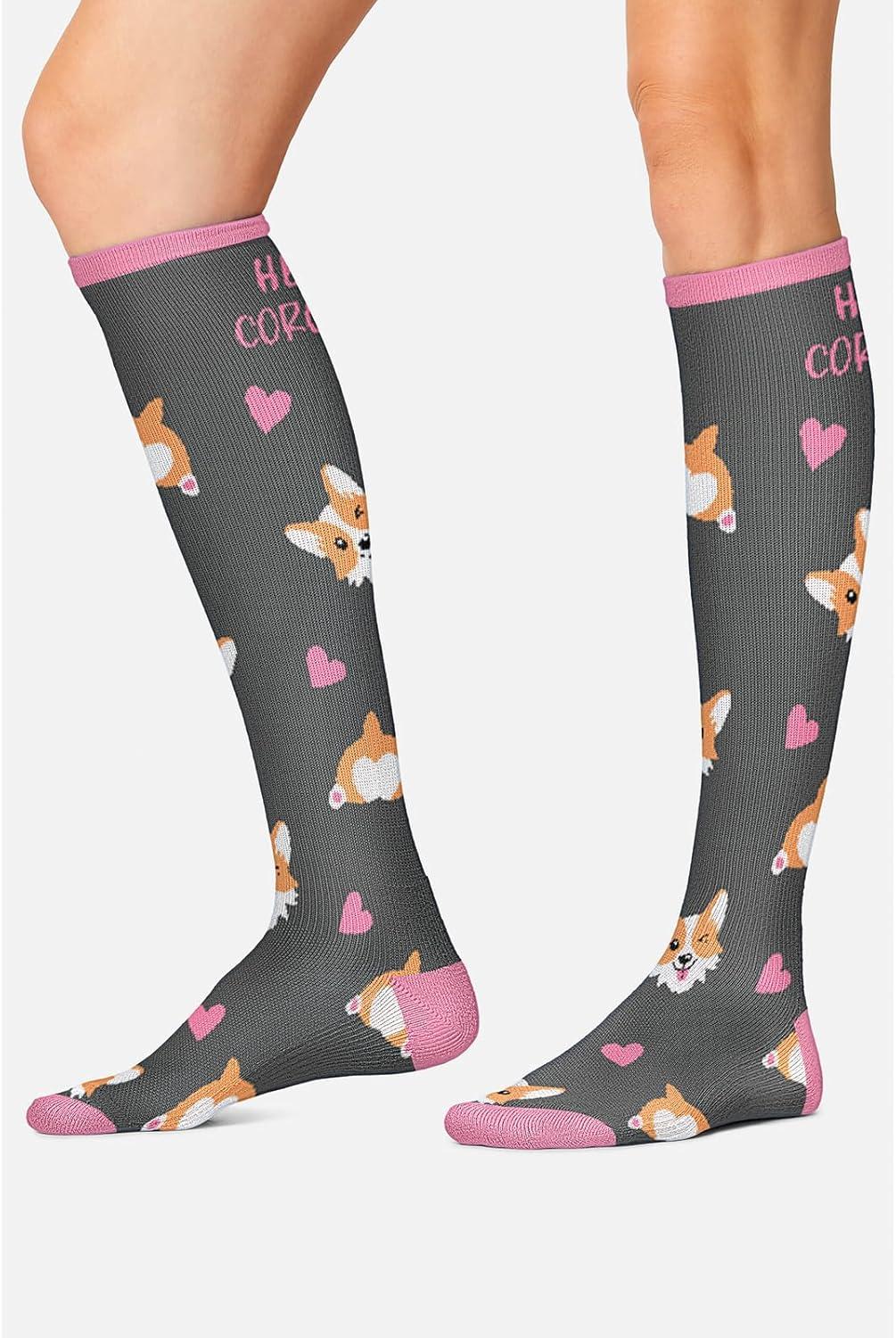 imageCherokee Womens 1015mmHg Compression Socks Fun Print Knee Highs with Light Support Soft Feel PRINTSUPPORTHello Gorgeous