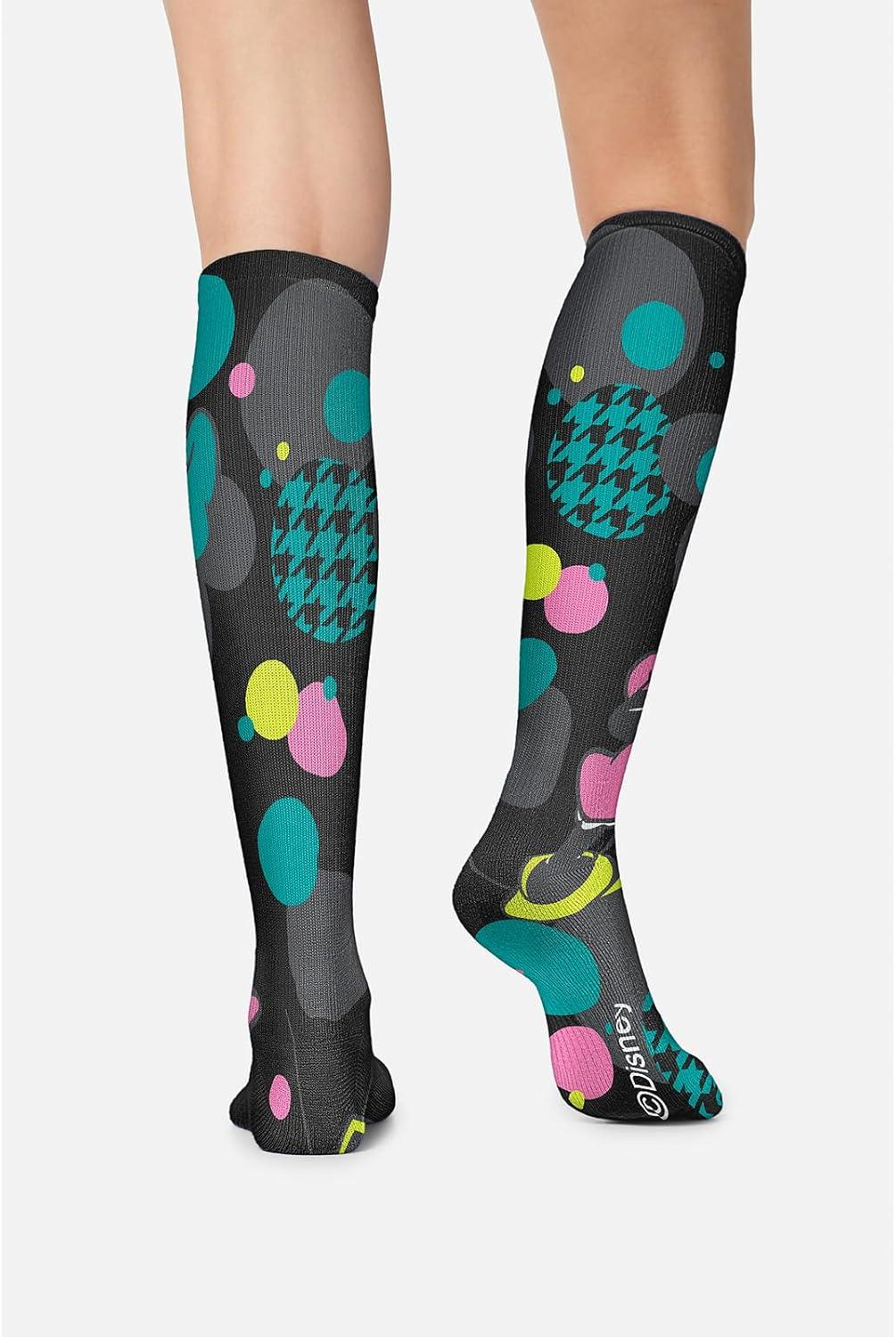 imageCherokee Womens 1015mmHg Compression Socks Fun Print Knee Highs with Light Support Soft Feel PRINTSUPPORTMinnie Houndstooth