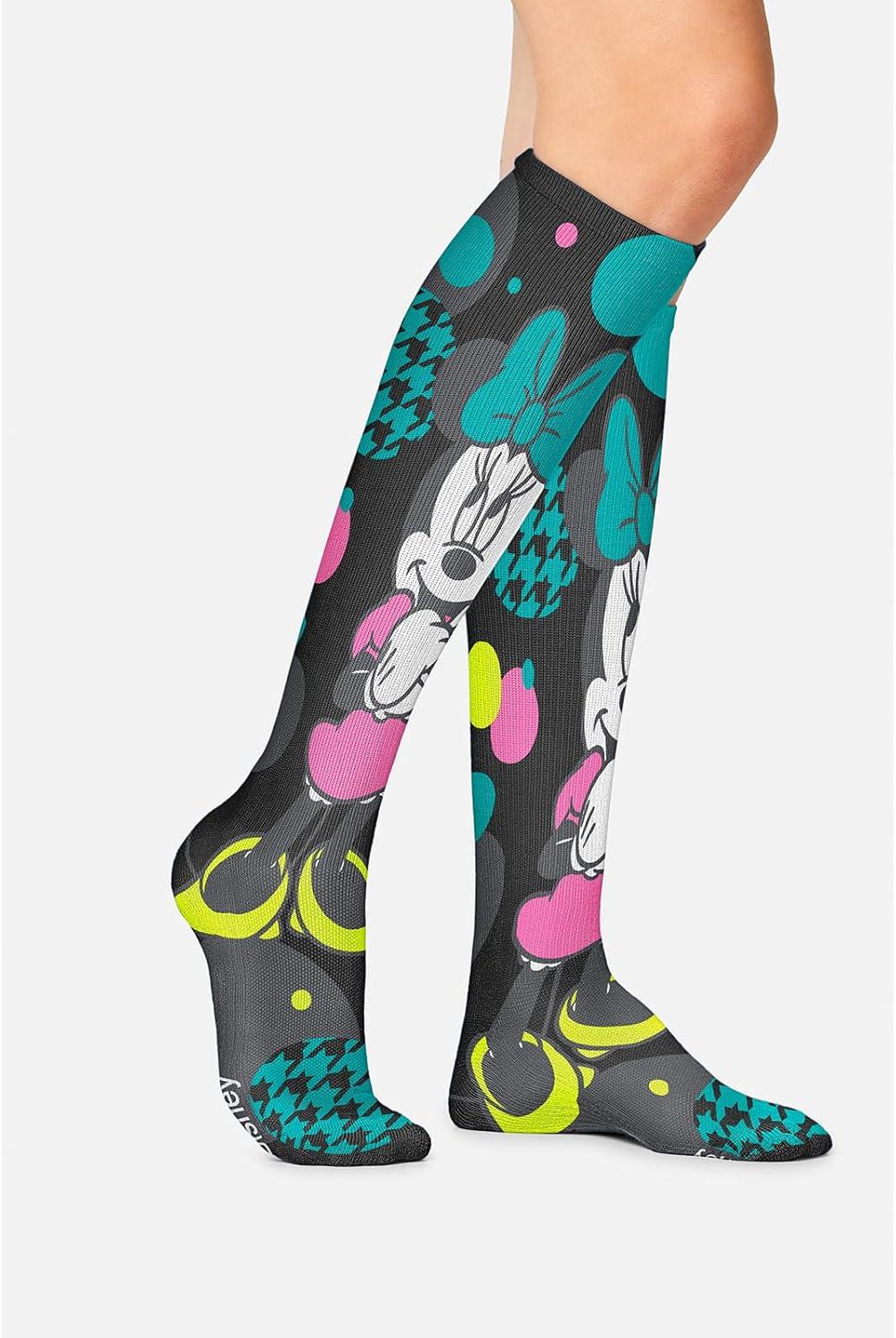 imageCherokee Womens 1015mmHg Compression Socks Fun Print Knee Highs with Light Support Soft Feel PRINTSUPPORTMinnie Houndstooth