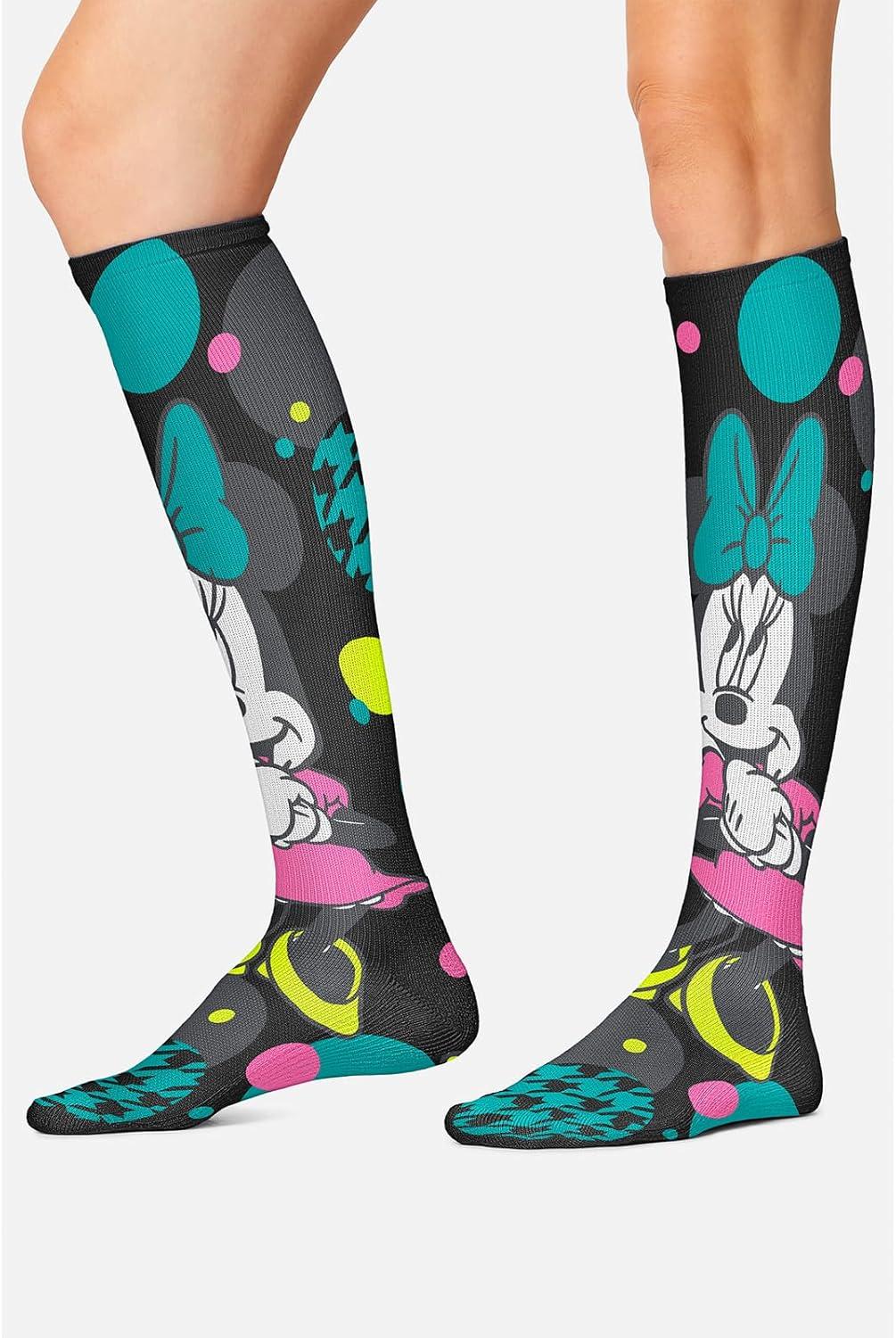 imageCherokee Womens 1015mmHg Compression Socks Fun Print Knee Highs with Light Support Soft Feel PRINTSUPPORTMinnie Houndstooth