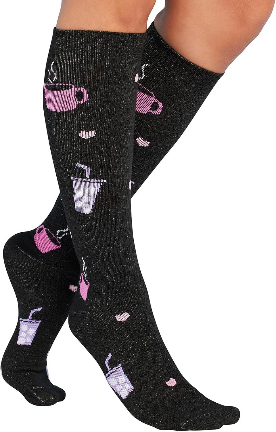 imageCherokee Womens 1015mmHg Compression Socks Fun Print Knee Highs with Light Support Soft Feel PRINTSUPPORTNurse Fuel
