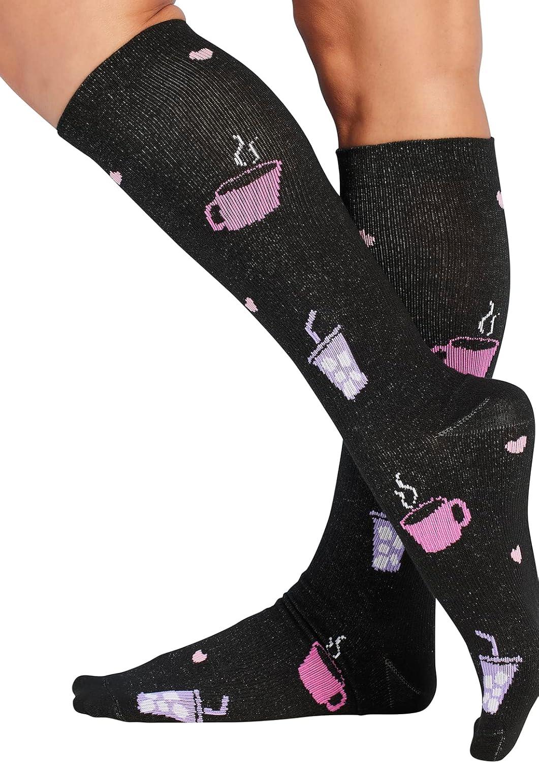 imageCherokee Womens 1015mmHg Compression Socks Fun Print Knee Highs with Light Support Soft Feel PRINTSUPPORTNurse Fuel