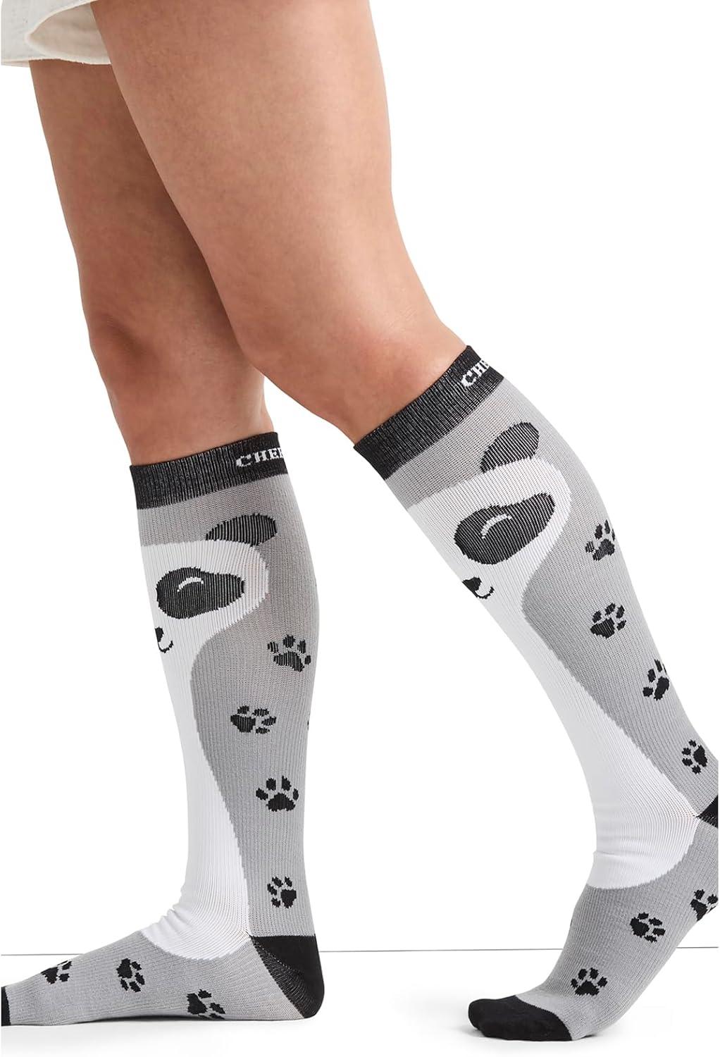 imageCherokee Womens 1015mmHg Compression Socks Fun Print Knee Highs with Light Support Soft Feel PRINTSUPPORTPeaking Panda