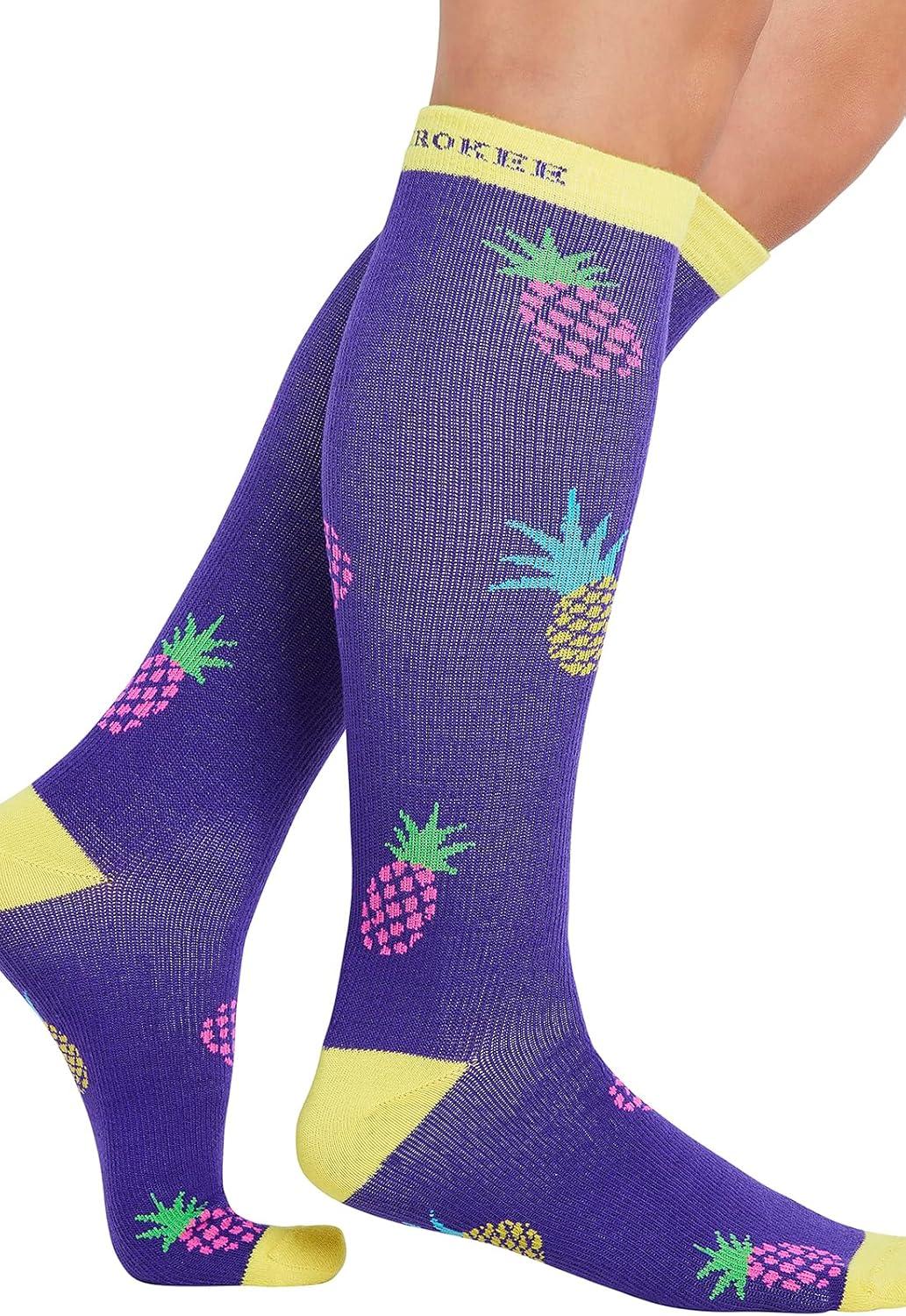 imageCherokee Womens 1015mmHg Compression Socks Fun Print Knee Highs with Light Support Soft Feel PRINTSUPPORTPineapple Toss