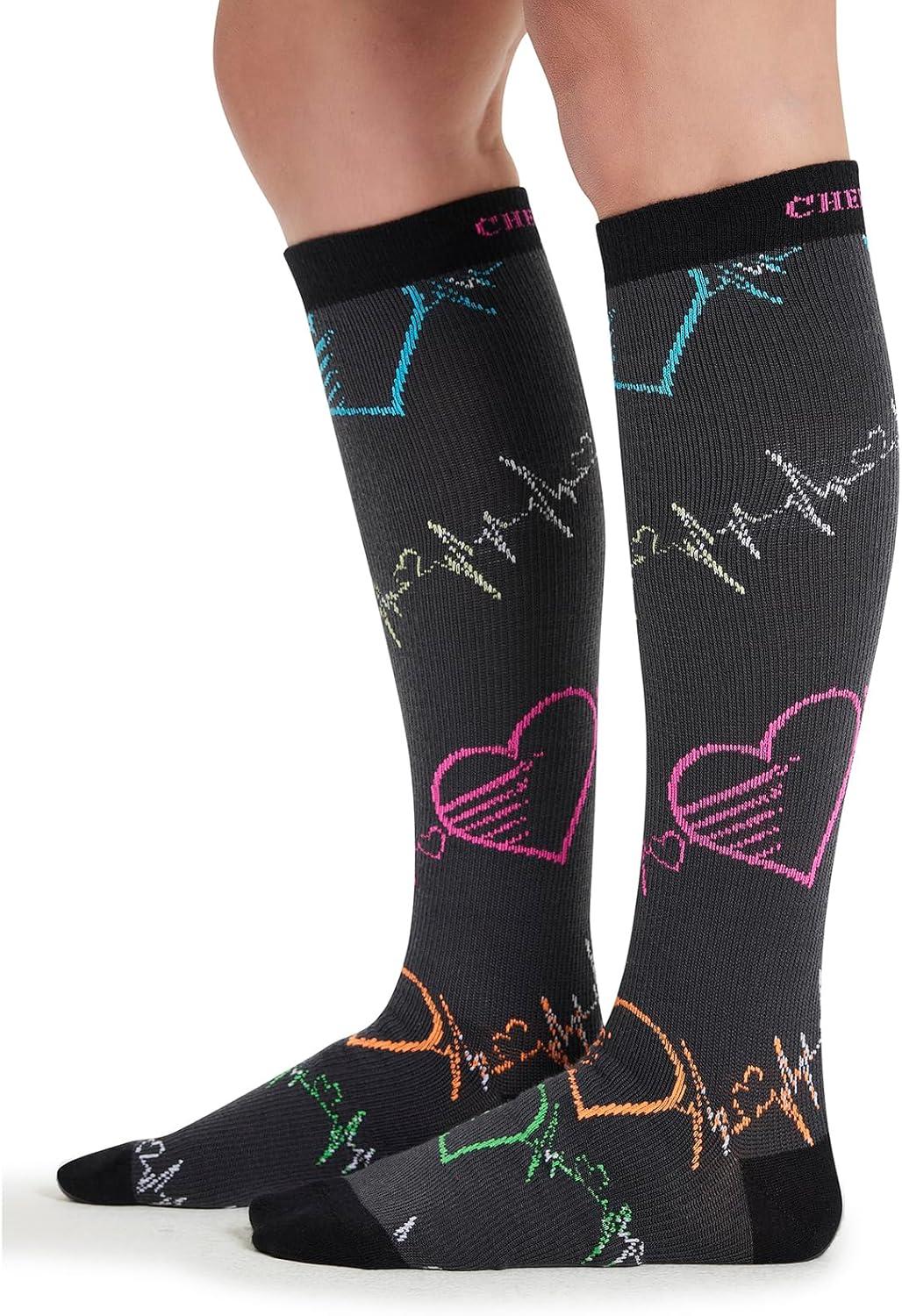 imageCherokee Womens 1015mmHg Compression Socks Fun Print Knee Highs with Light Support Soft Feel PRINTSUPPORTPop Beats