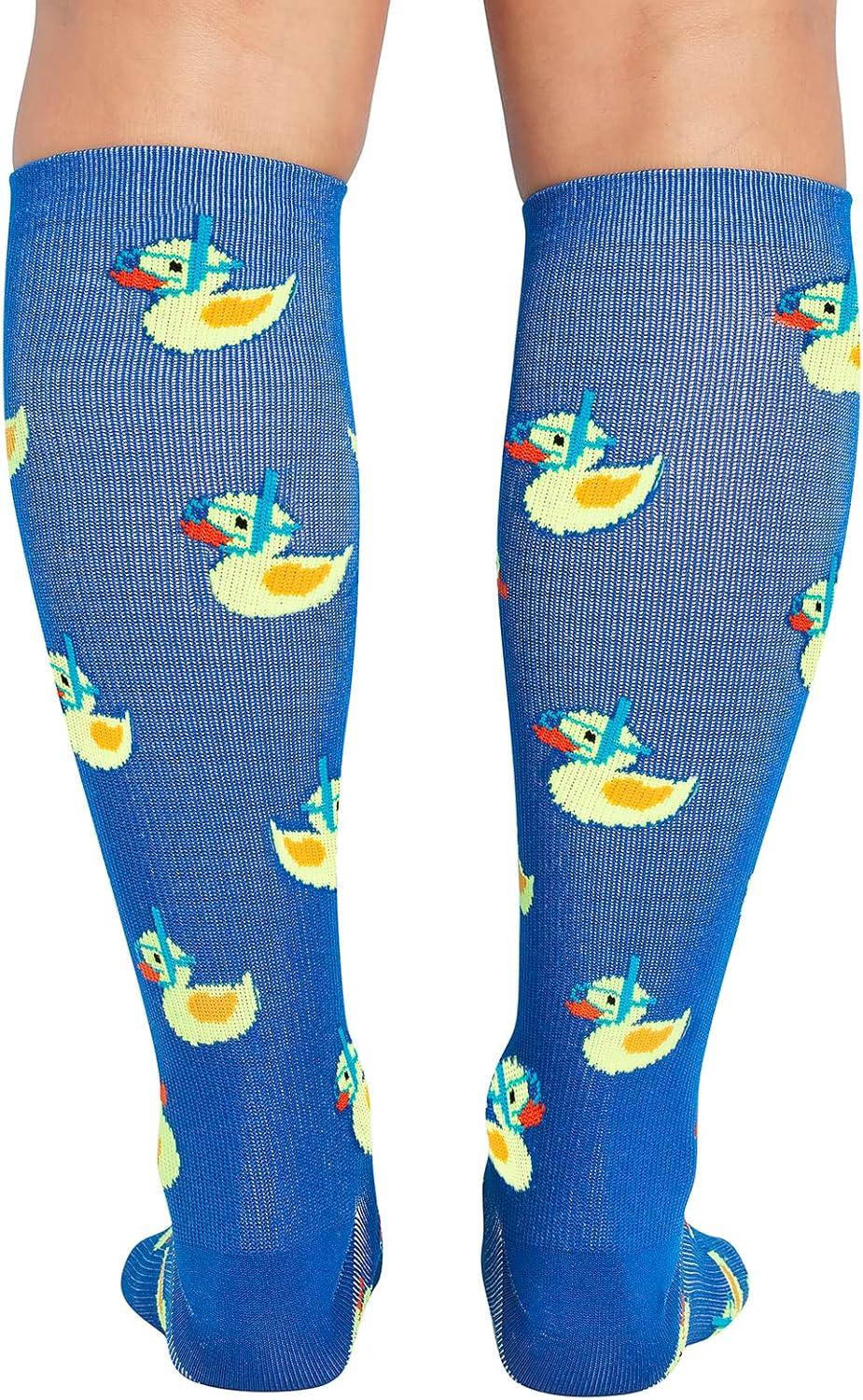 imageCherokee Womens 1015mmHg Compression Socks Fun Print Knee Highs with Light Support Soft Feel PRINTSUPPORTRubber Duckies