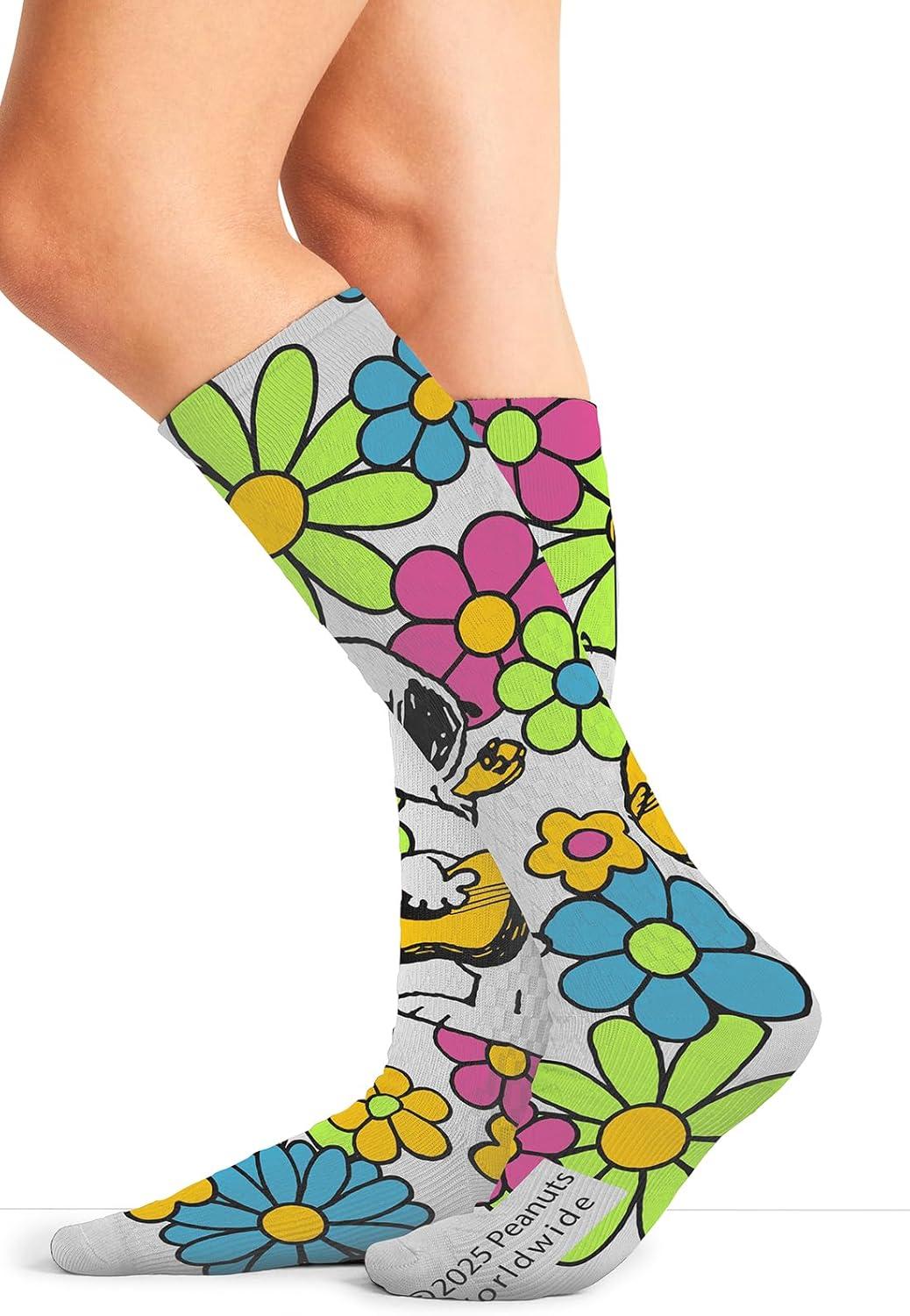 imageCherokee Womens 1015mmHg Compression Socks Fun Print Knee Highs with Light Support Soft Feel PRINTSUPPORTSnoopy Grooves