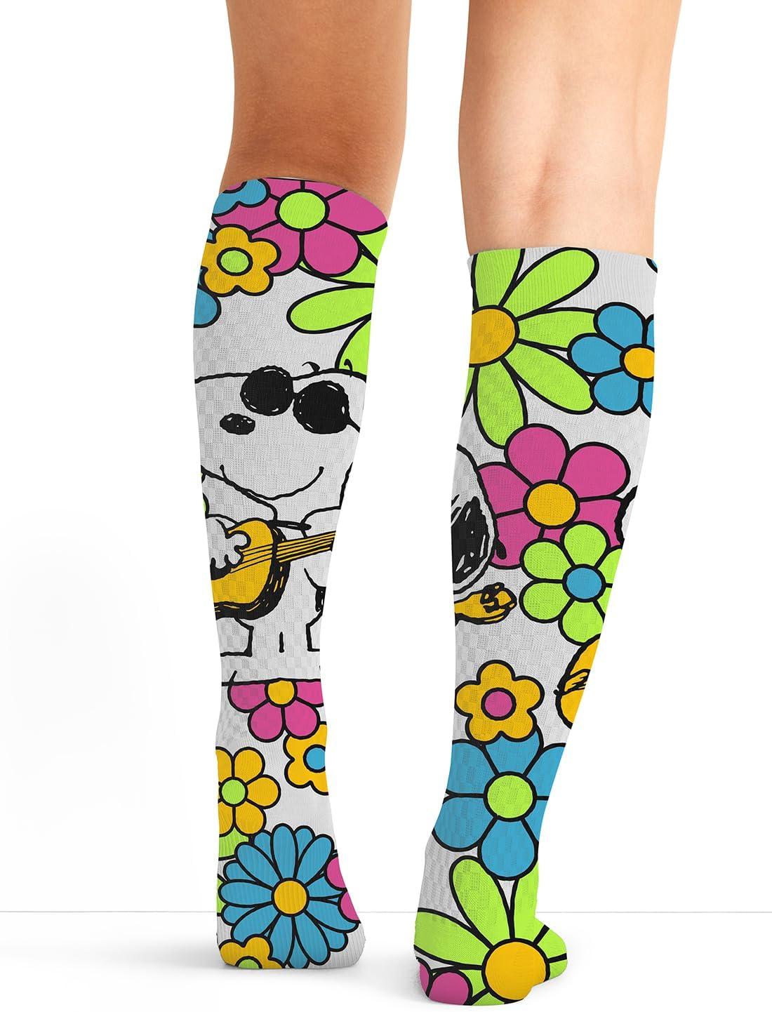 imageCherokee Womens 1015mmHg Compression Socks Fun Print Knee Highs with Light Support Soft Feel PRINTSUPPORTSnoopy Grooves