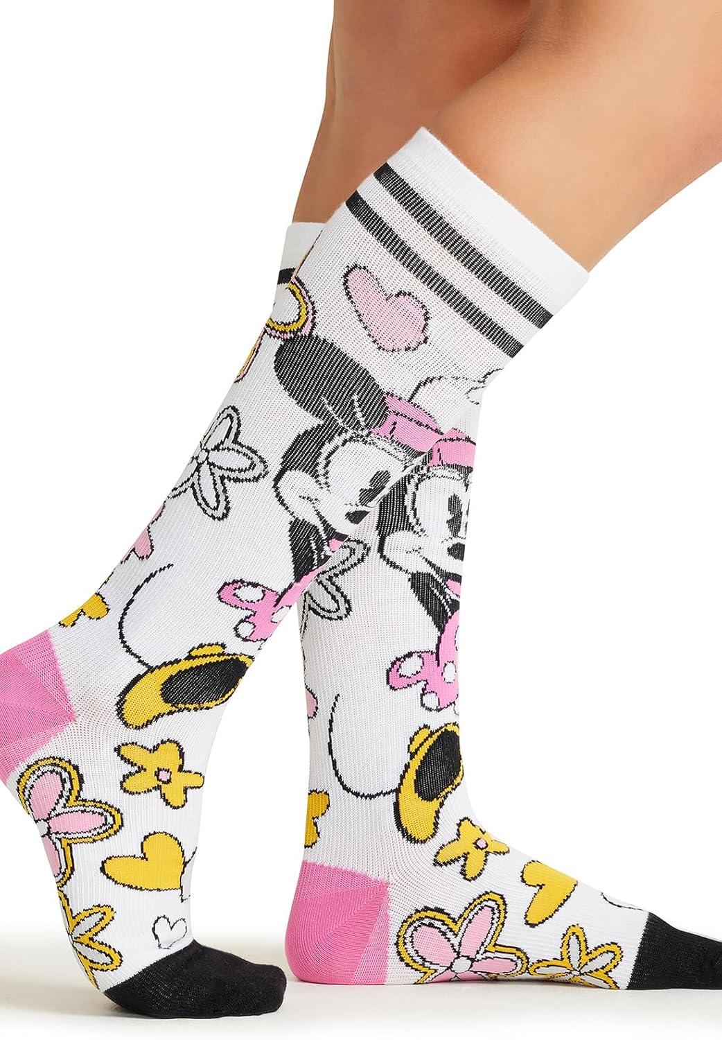 imageCherokee Womens 1015mmHg Compression Socks Fun Print Knee Highs with Light Support Soft Feel PRINTSUPPORTSo Cute Minnie