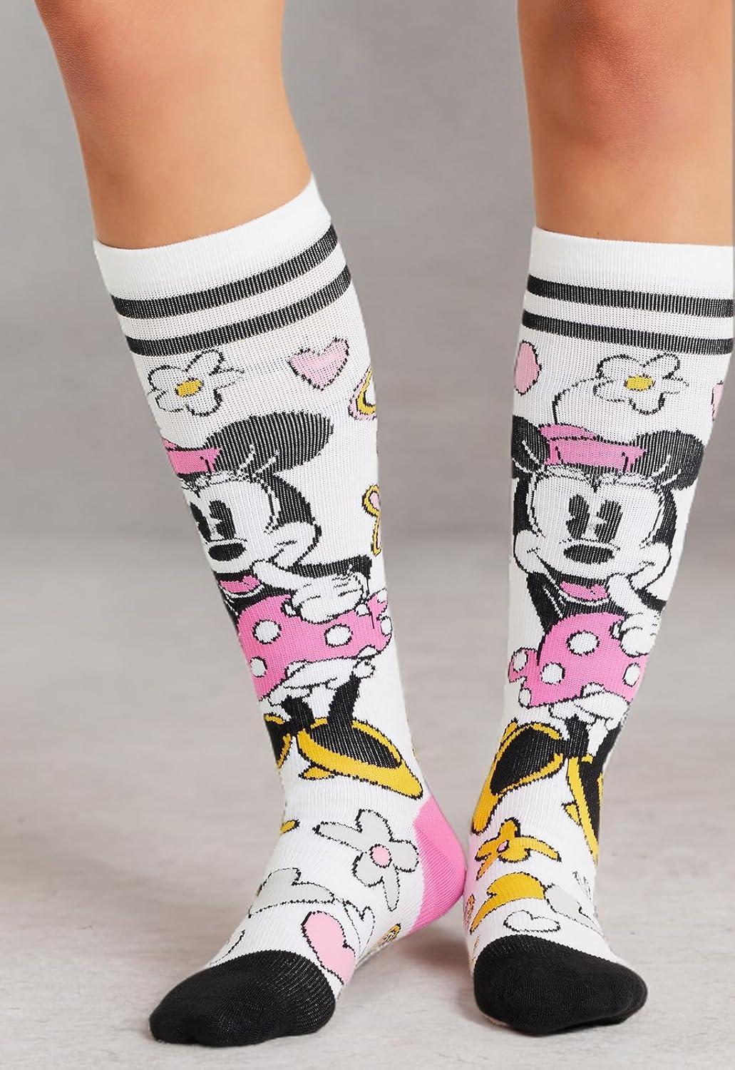 imageCherokee Womens 1015mmHg Compression Socks Fun Print Knee Highs with Light Support Soft Feel PRINTSUPPORTSo Cute Minnie