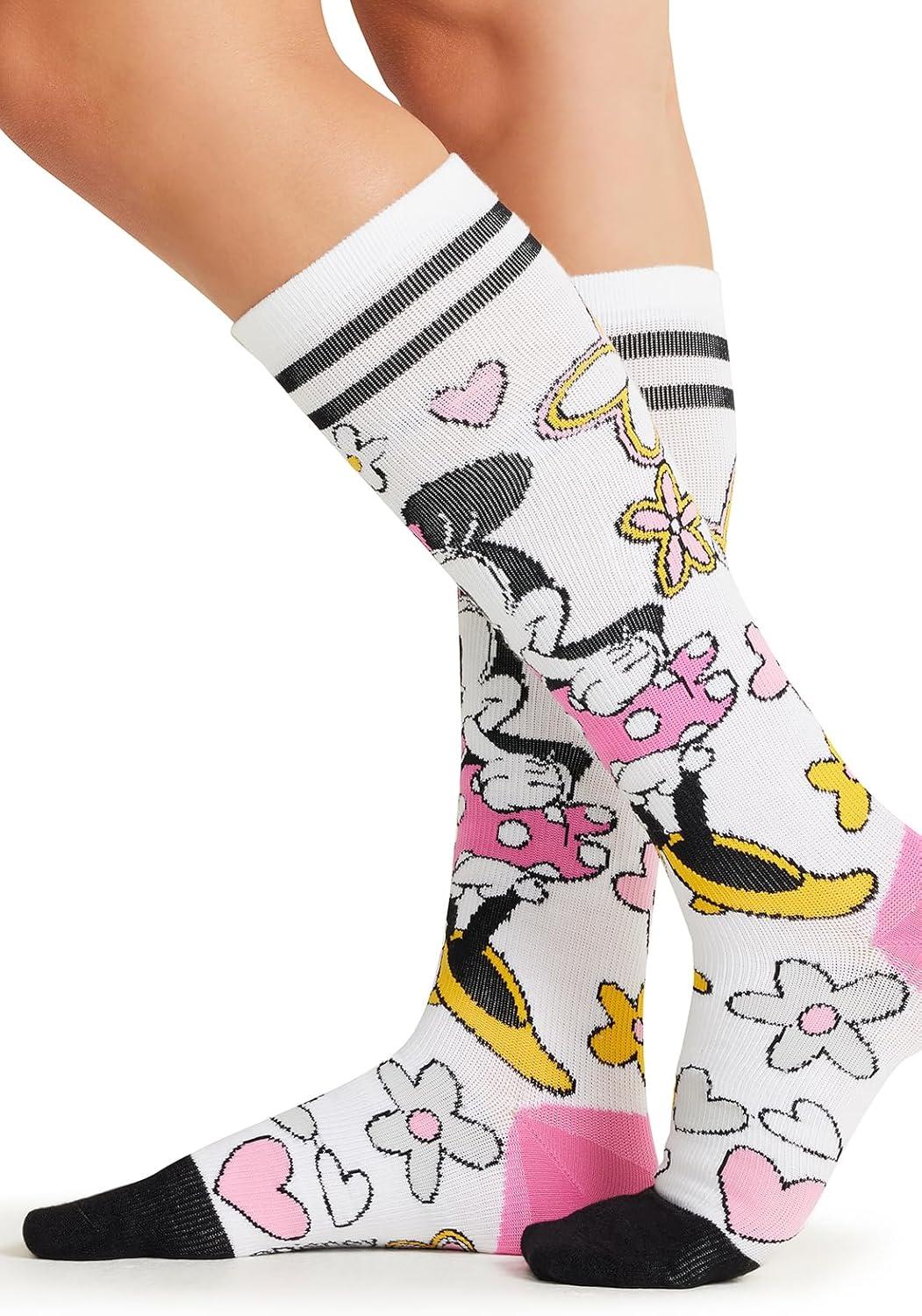 imageCherokee Womens 1015mmHg Compression Socks Fun Print Knee Highs with Light Support Soft Feel PRINTSUPPORTSo Cute Minnie