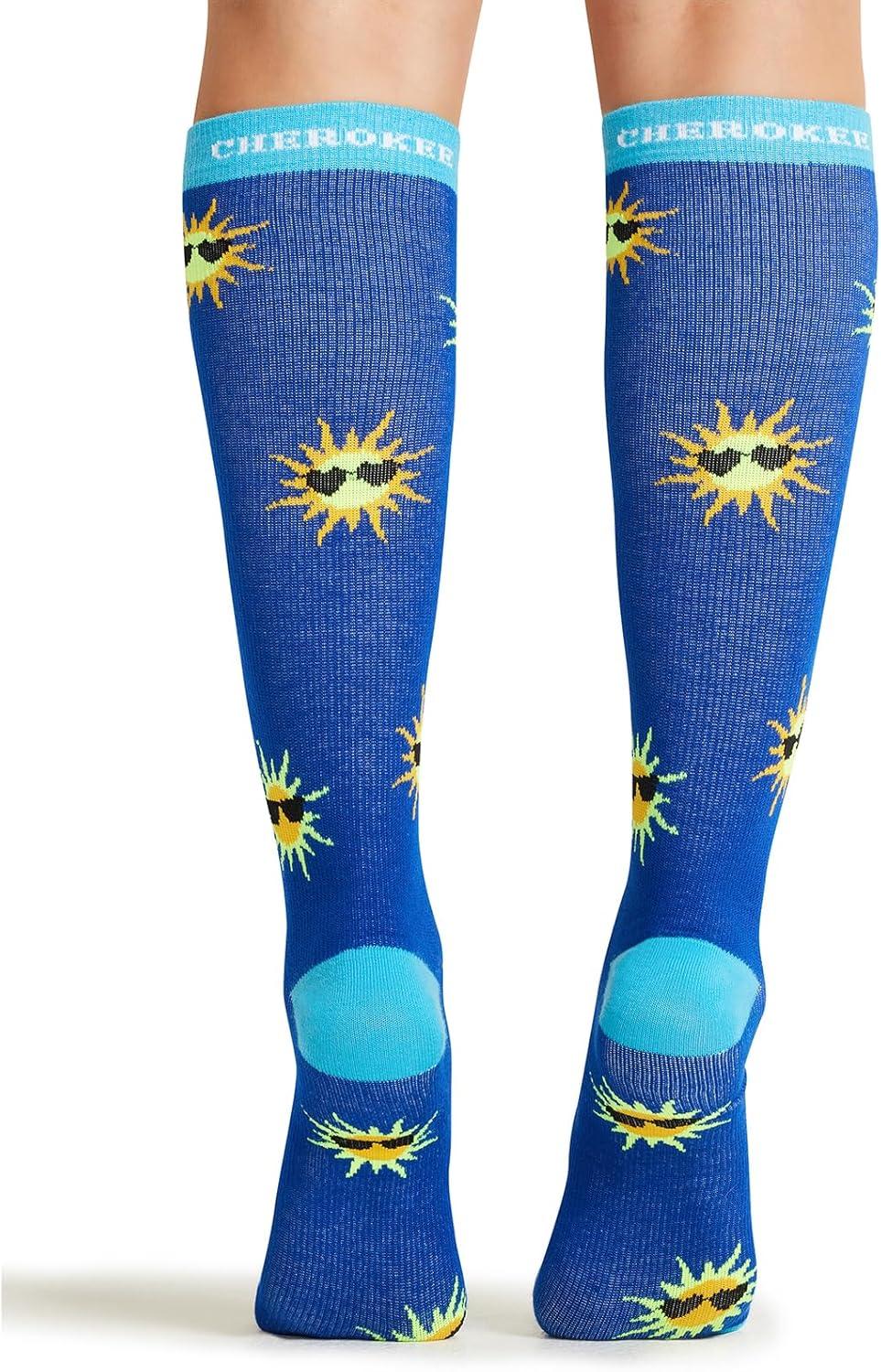 imageCherokee Womens 1015mmHg Compression Socks Fun Print Knee Highs with Light Support Soft Feel PRINTSUPPORTSunny Days