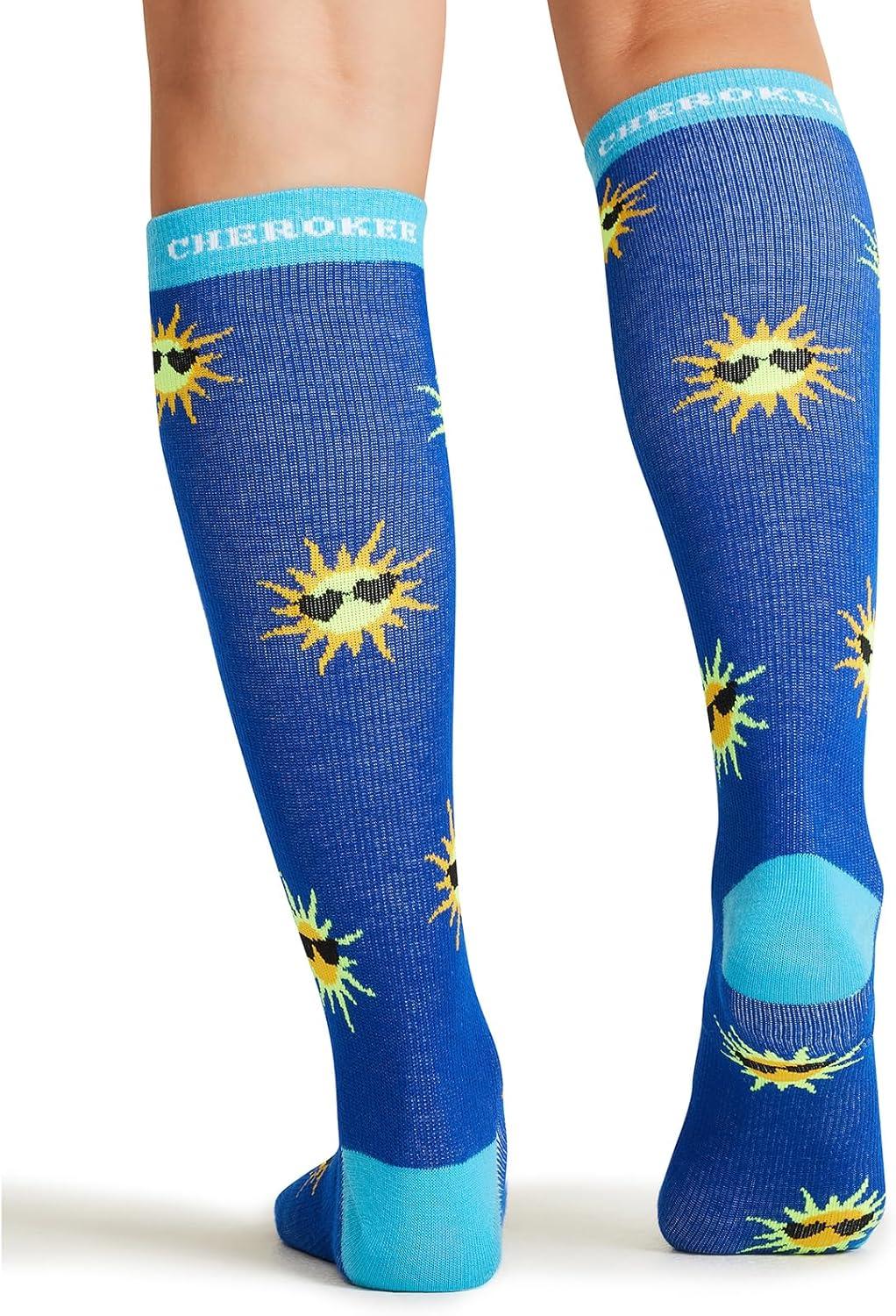 imageCherokee Womens 1015mmHg Compression Socks Fun Print Knee Highs with Light Support Soft Feel PRINTSUPPORTSunny Days