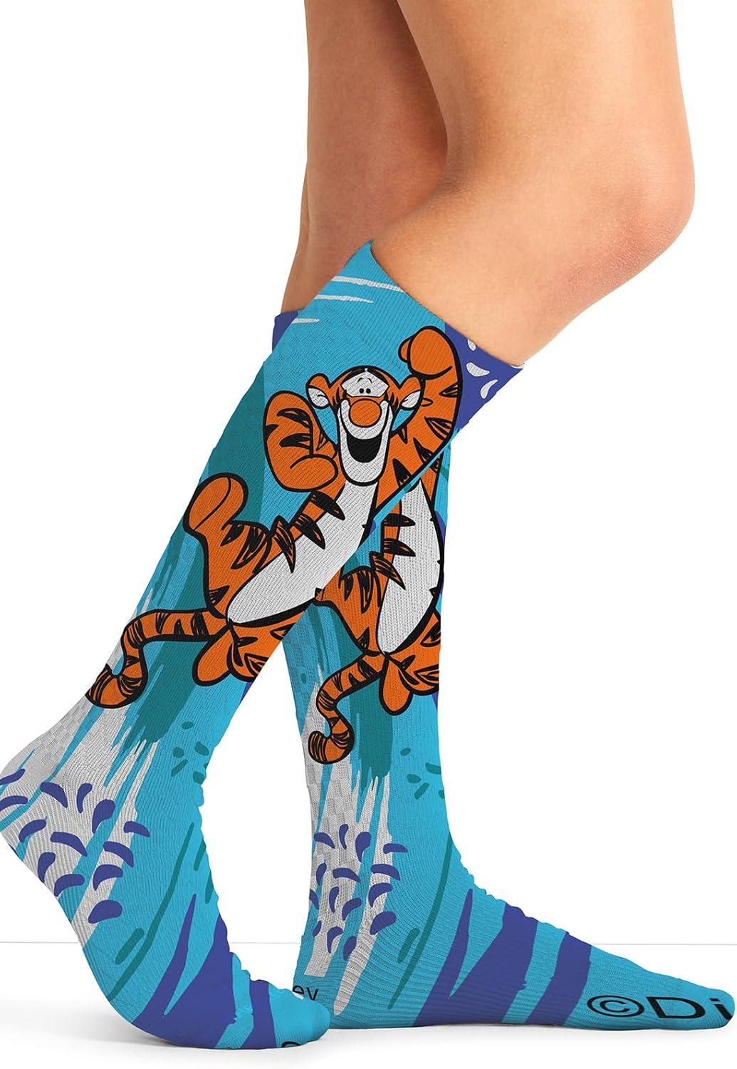 imageCherokee Womens 1015mmHg Compression Socks Fun Print Knee Highs with Light Support Soft Feel PRINTSUPPORTTigger Splash