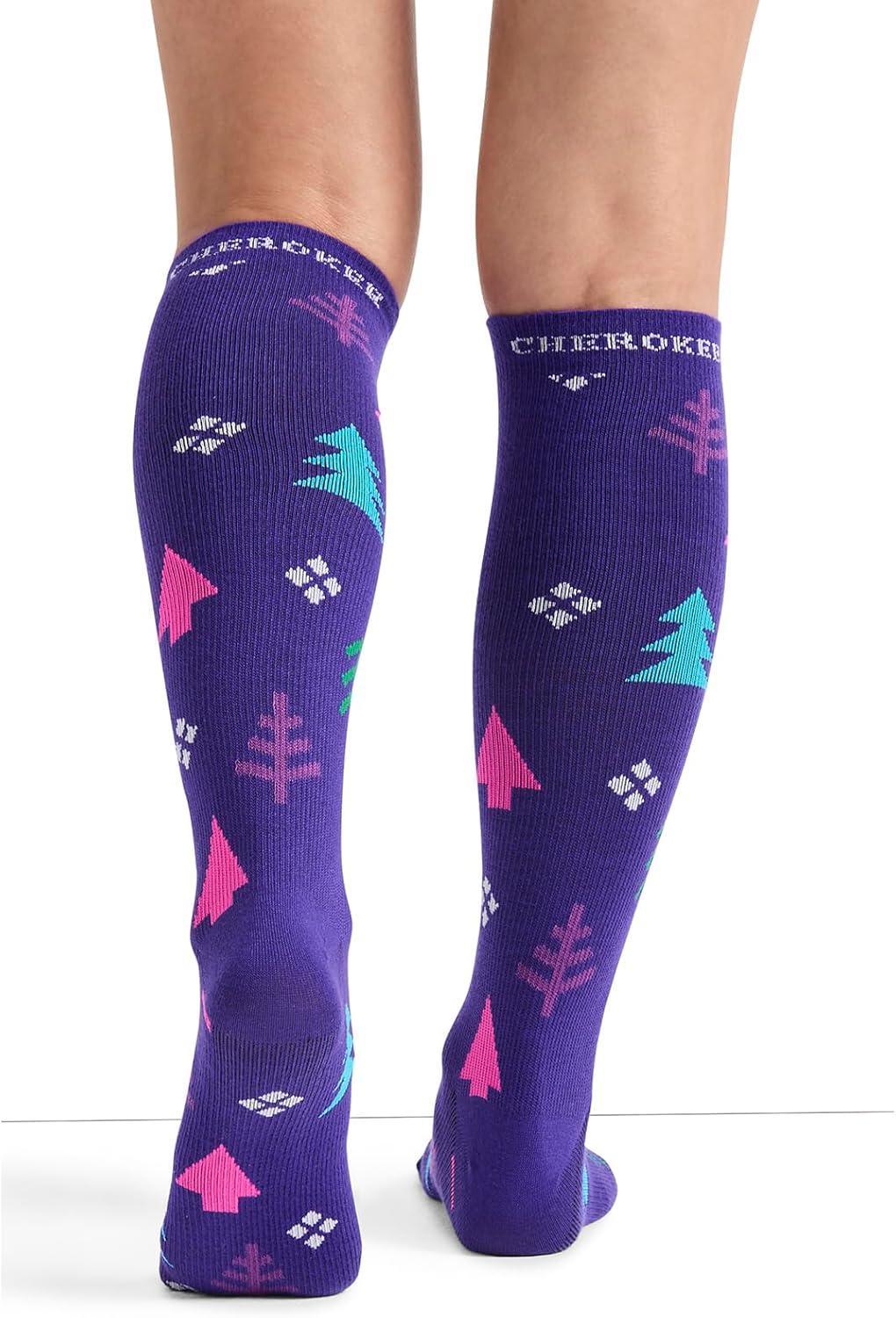 imageCherokee Womens 1015mmHg Compression Socks Fun Print Knee Highs with Light Support Soft Feel PRINTSUPPORTTrees Galore