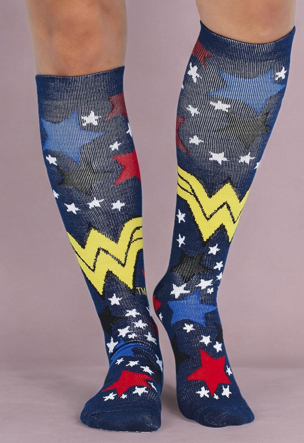 imageCherokee Womens 1015mmHg Compression Socks Fun Print Knee Highs with Light Support Soft Feel PRINTSUPPORTWonder Stars