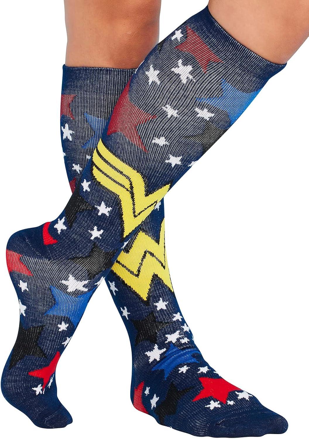 imageCherokee Womens 1015mmHg Compression Socks Fun Print Knee Highs with Light Support Soft Feel PRINTSUPPORTWonder Stars