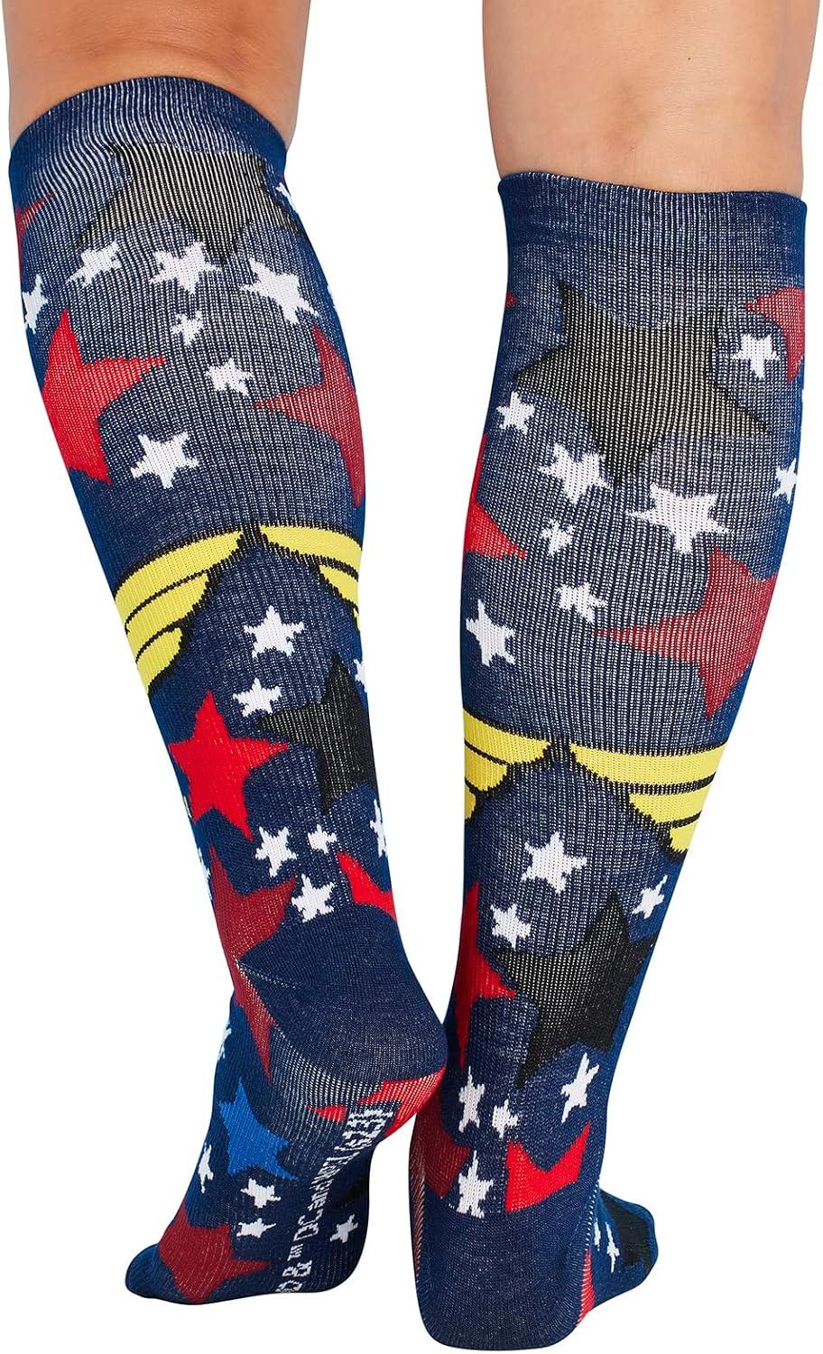 imageCherokee Womens 1015mmHg Compression Socks Fun Print Knee Highs with Light Support Soft Feel PRINTSUPPORTWonder Stars