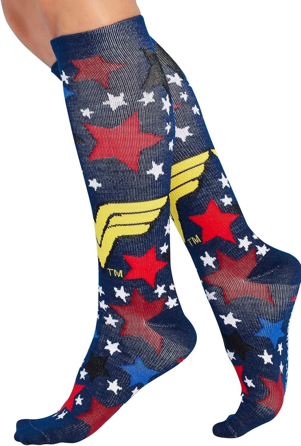 imageCherokee Womens 1015mmHg Compression Socks Fun Print Knee Highs with Light Support Soft Feel PRINTSUPPORTWonder Stars
