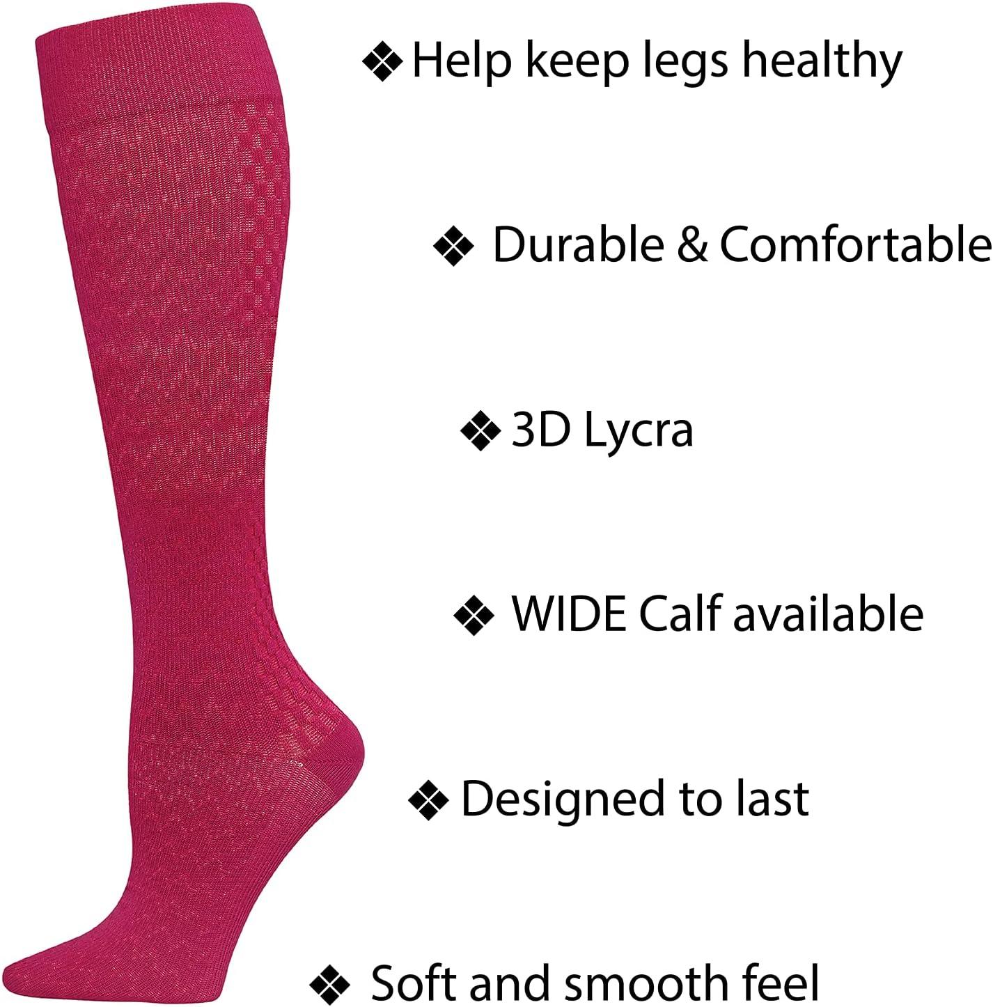 imageCherokee Womens Compression Socks 1015 mmHg Knee High 4Pair Pack Soft Fit Regular amp Wide Calf TRUESUPPORTElectric Blue