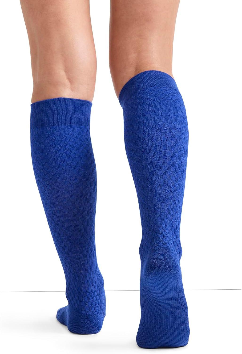 imageCherokee Womens Compression Socks 1015 mmHg Knee High 4Pair Pack Soft Fit Regular amp Wide Calf TRUESUPPORTElectric Blue