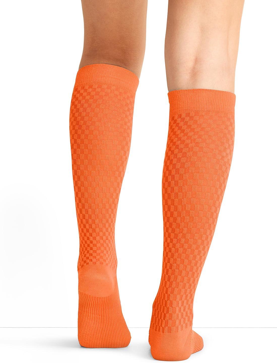 imageCherokee Womens Compression Socks 1015 mmHg Knee High 4Pair Pack Soft Fit Regular amp Wide Calf TRUESUPPORTMandarine Zest