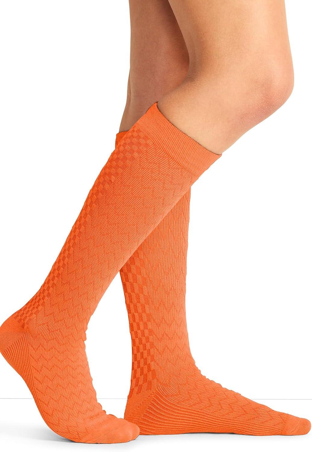 imageCherokee Womens Compression Socks 1015 mmHg Knee High 4Pair Pack Soft Fit Regular amp Wide Calf TRUESUPPORTMandarine Zest
