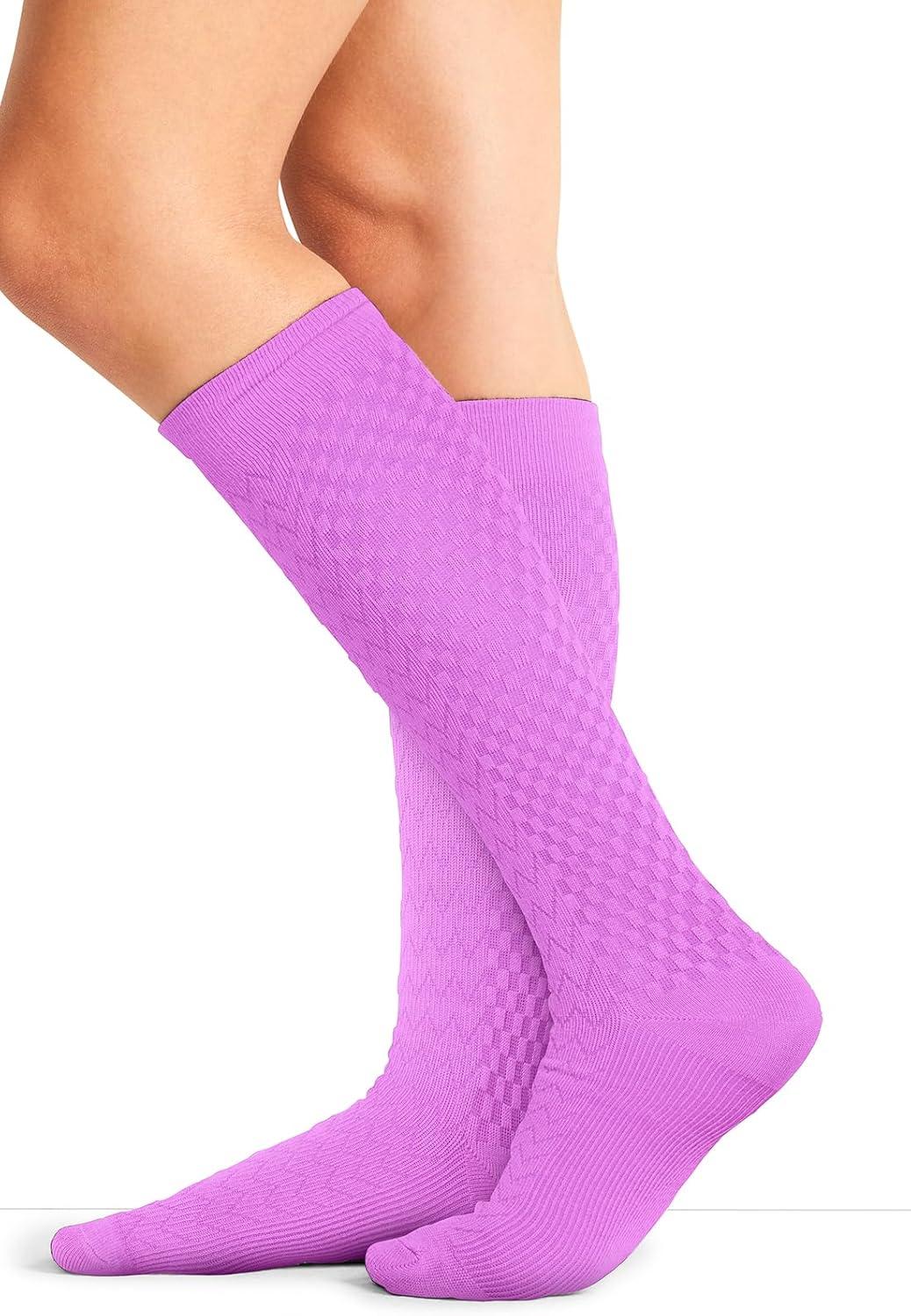 imageCherokee Womens Compression Socks 1015 mmHg Knee High 4Pair Pack Soft Fit Regular amp Wide Calf TRUESUPPORTSweet Berry