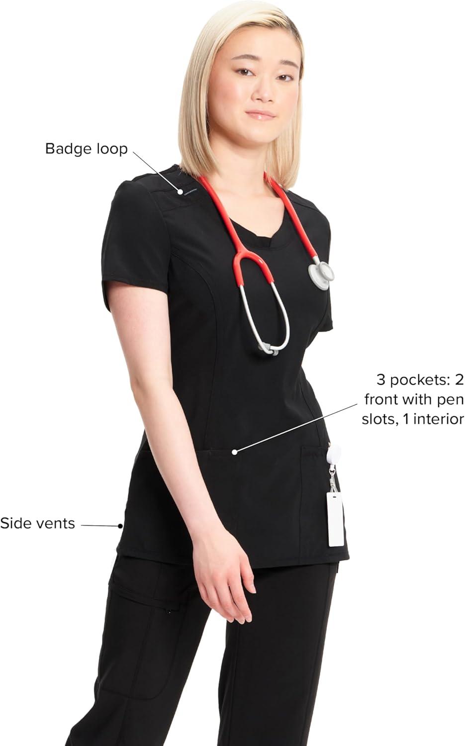 imageCherokee Womens Infinity Crew Neck Scrubs ShirtBlack