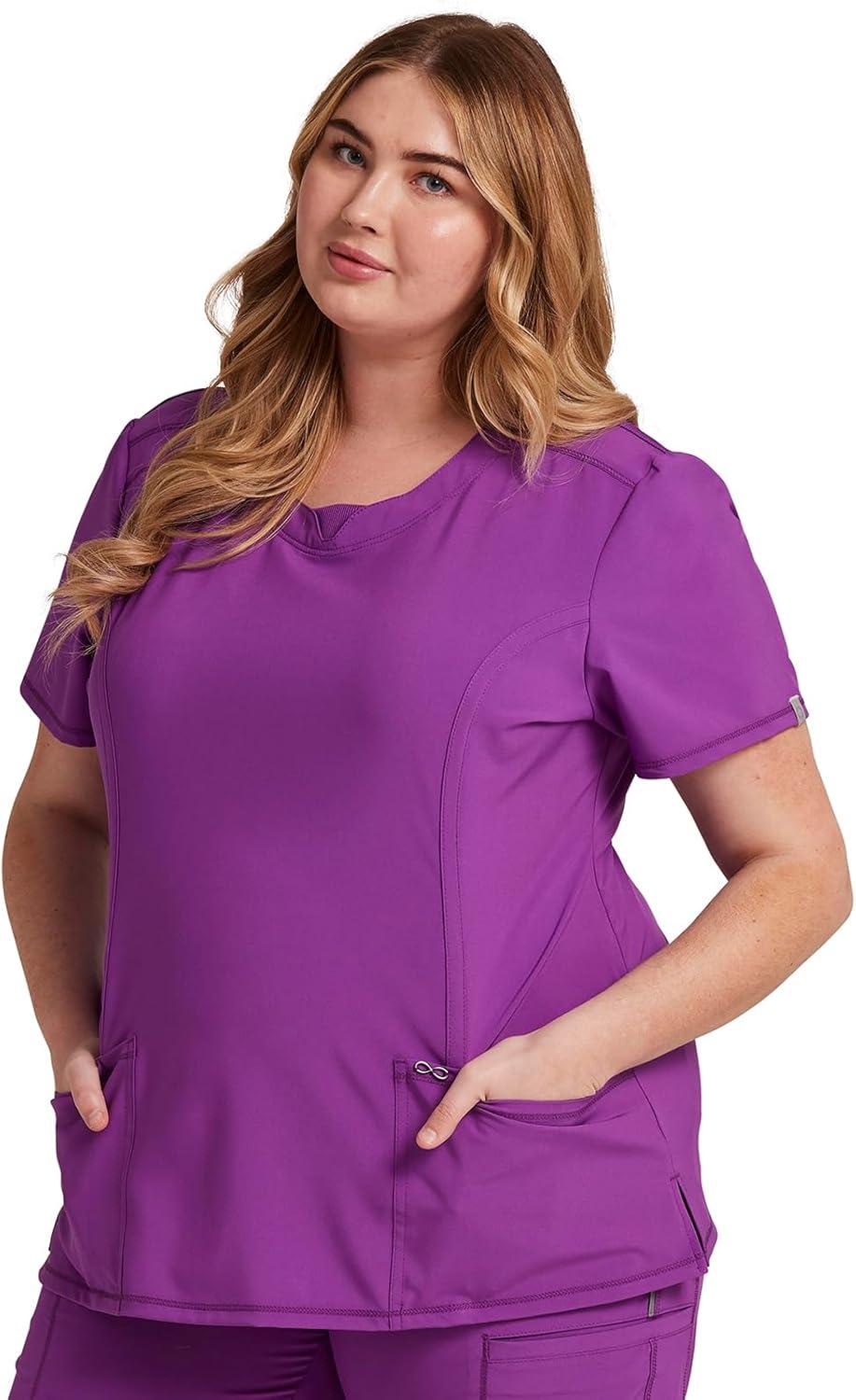 imageCherokee Womens Infinity Crew Neck Scrubs ShirtBright Violet