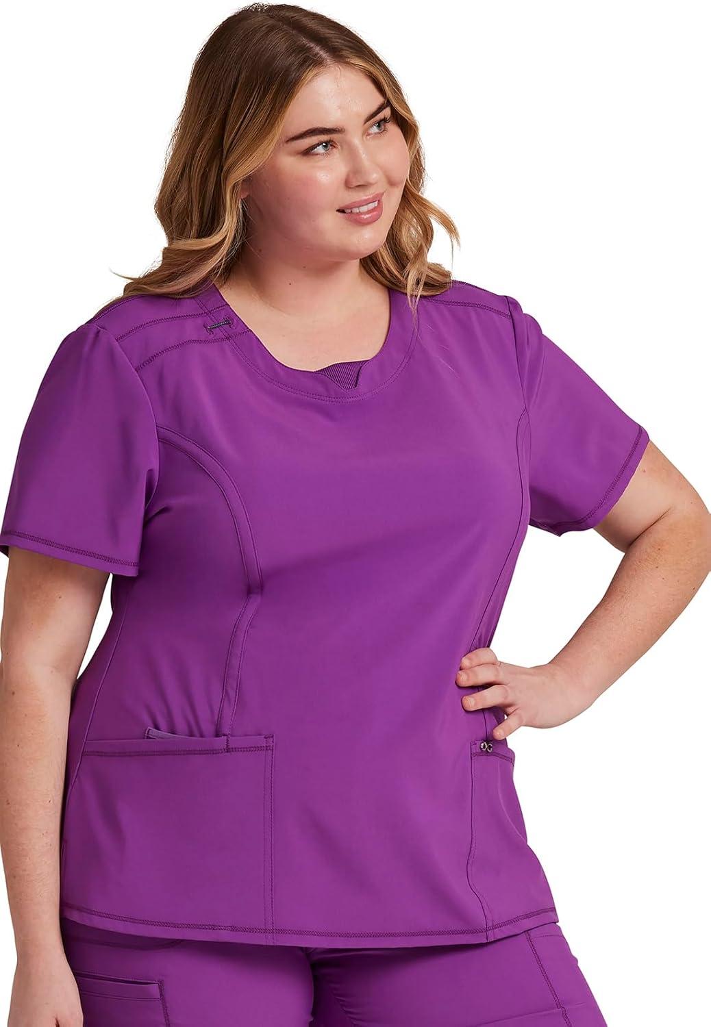 imageCherokee Womens Infinity Crew Neck Scrubs ShirtBright Violet